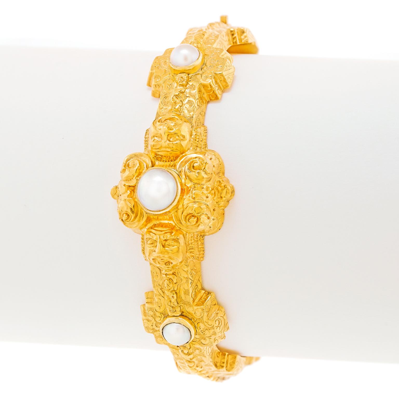 Pulsera de oro Renacimiento Corte redondo en venta