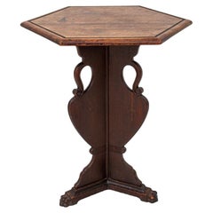 Vintage Renaissance Revival Hexagonal Mahogany Table