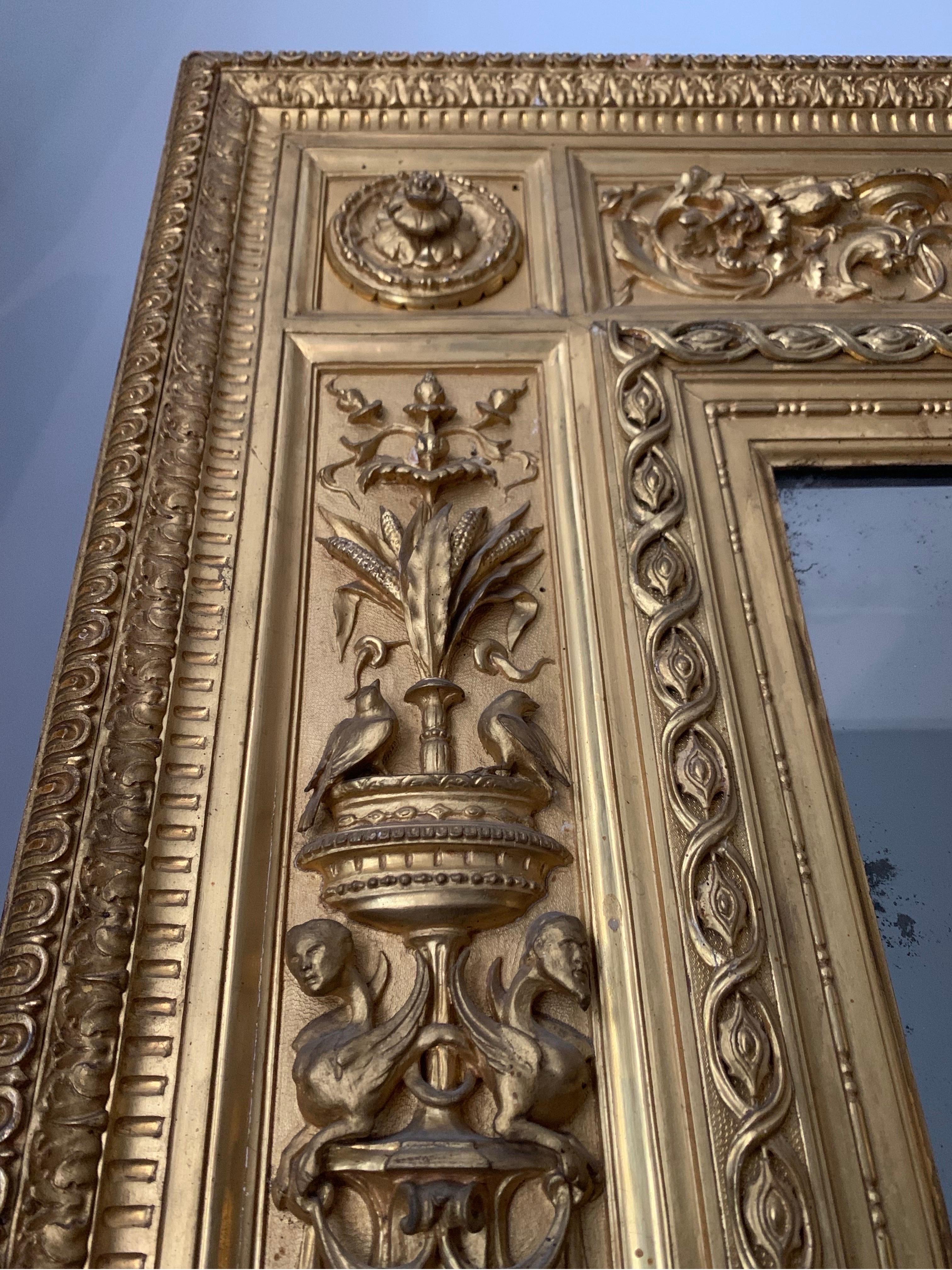 Renaissance Revival Italian Frame, 19th c. Carved Gilded Wood, Luigi Frullini   For Sale 7