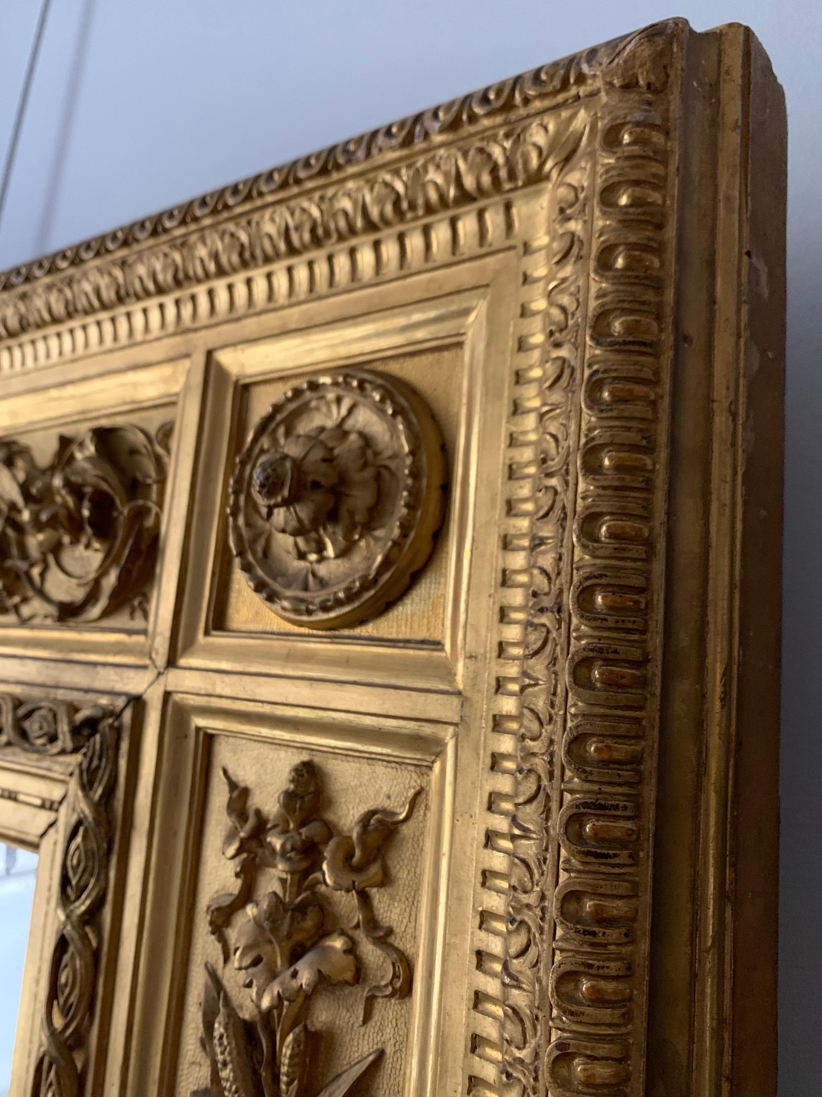 Renaissance Revival Italian Frame, 19th c. Carved Gilded Wood, Luigi Frullini   For Sale 8