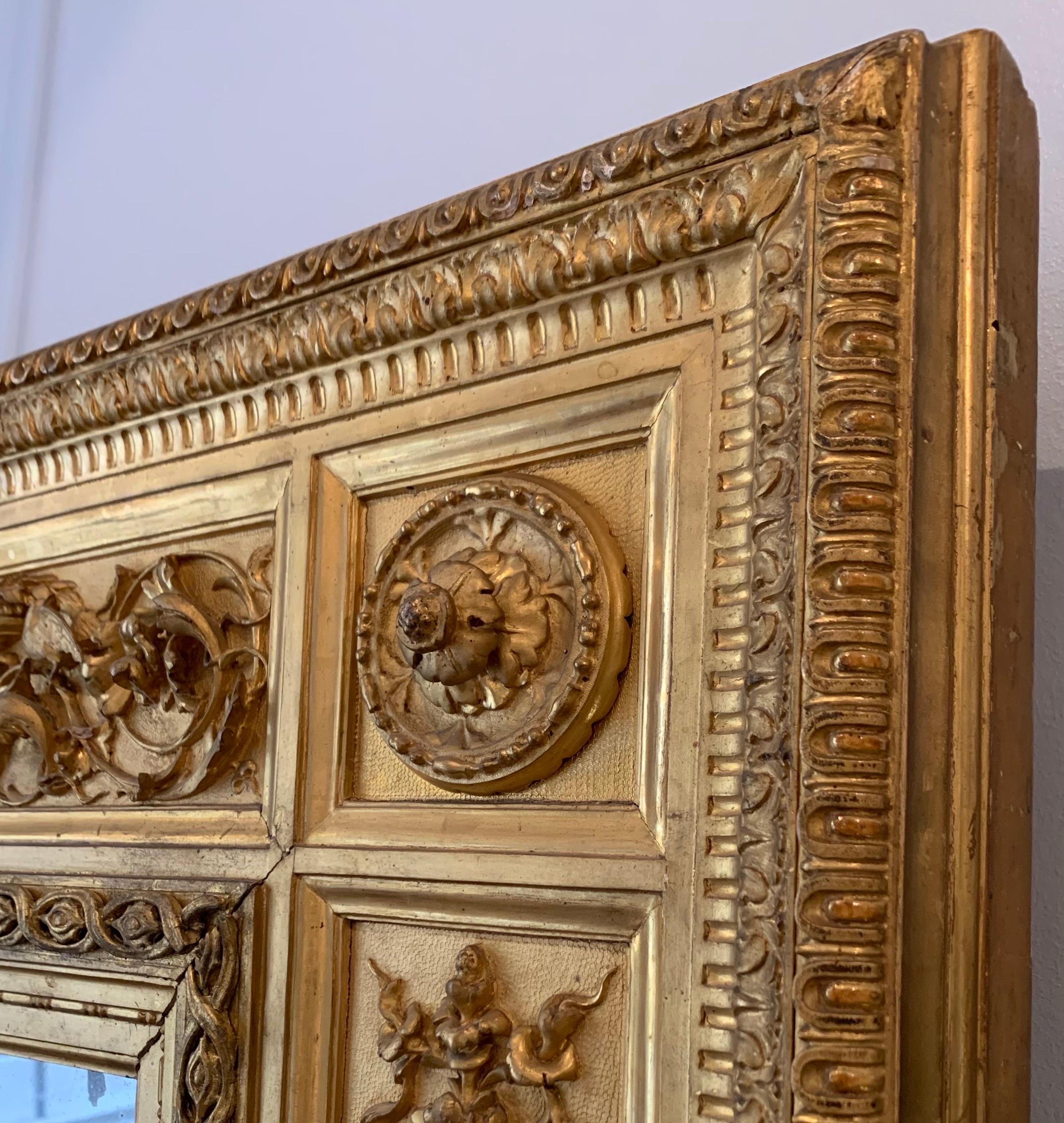 Renaissance Revival Italian Frame, 19th c. Carved Gilded Wood, Luigi Frullini   For Sale 9