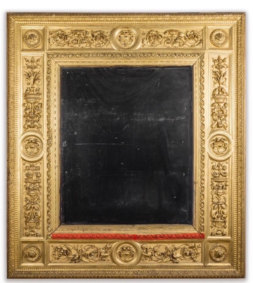 Renaissance Revival Italian Frame, 19th c. Carved Gilded Wood, Luigi Frullini   For Sale 10