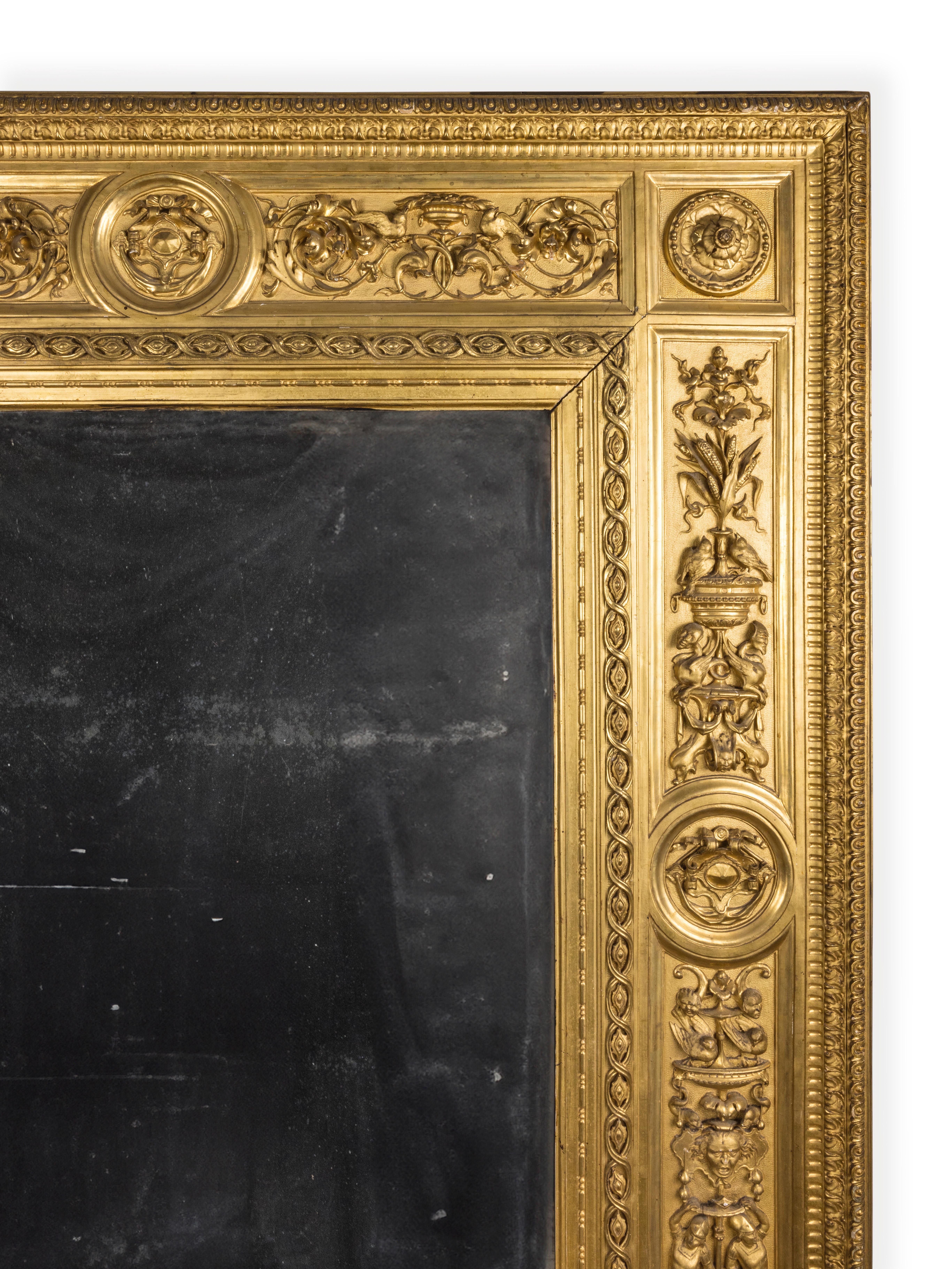 Italienischer Rahmen im Renaissance-Stil, 19. Geschnitztes vergoldetes Holz, Luigi Frullini   (Neorenaissance) im Angebot