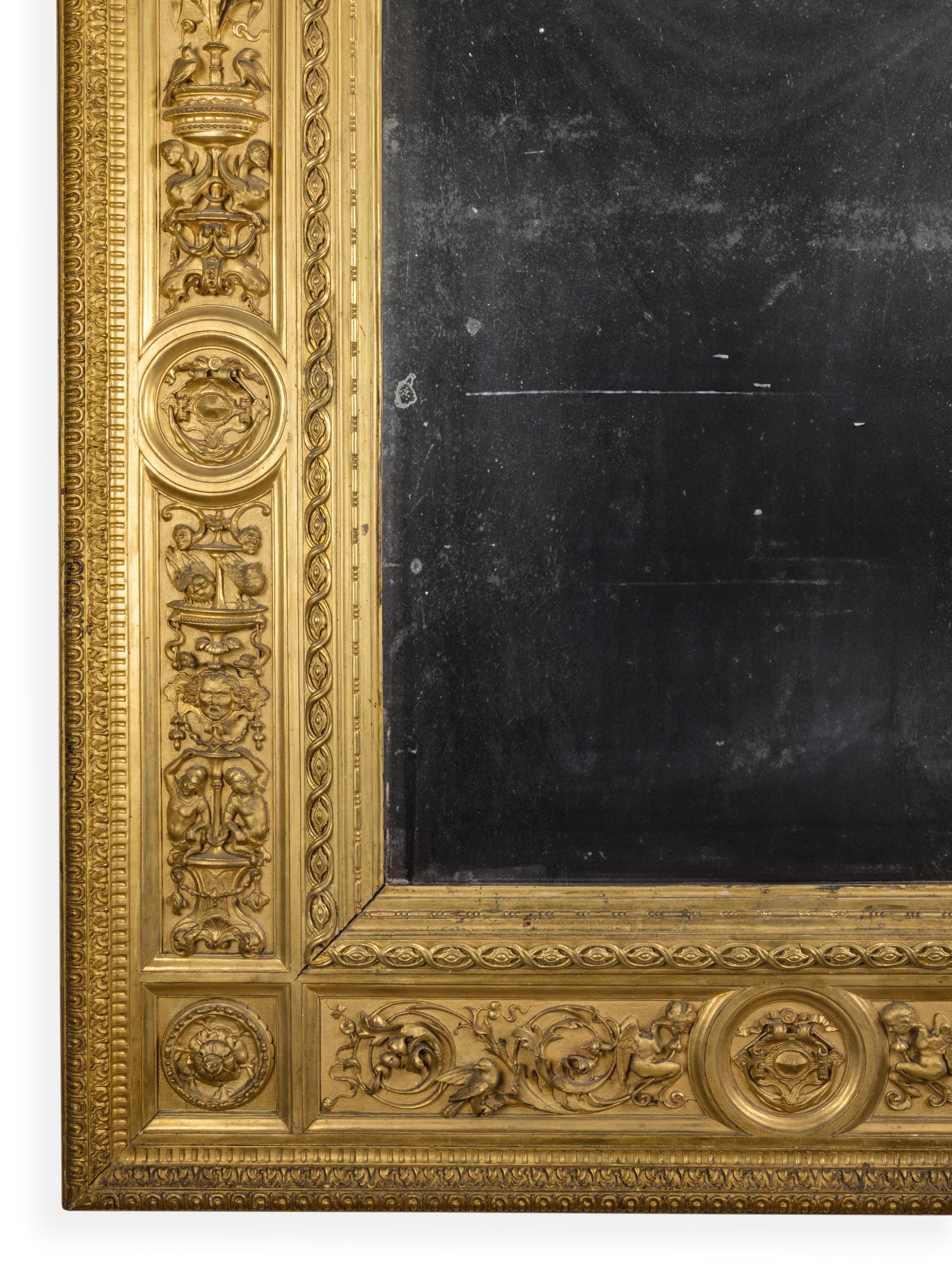 Italienischer Rahmen im Renaissance-Stil, 19. Geschnitztes vergoldetes Holz, Luigi Frullini   (Vergoldet) im Angebot