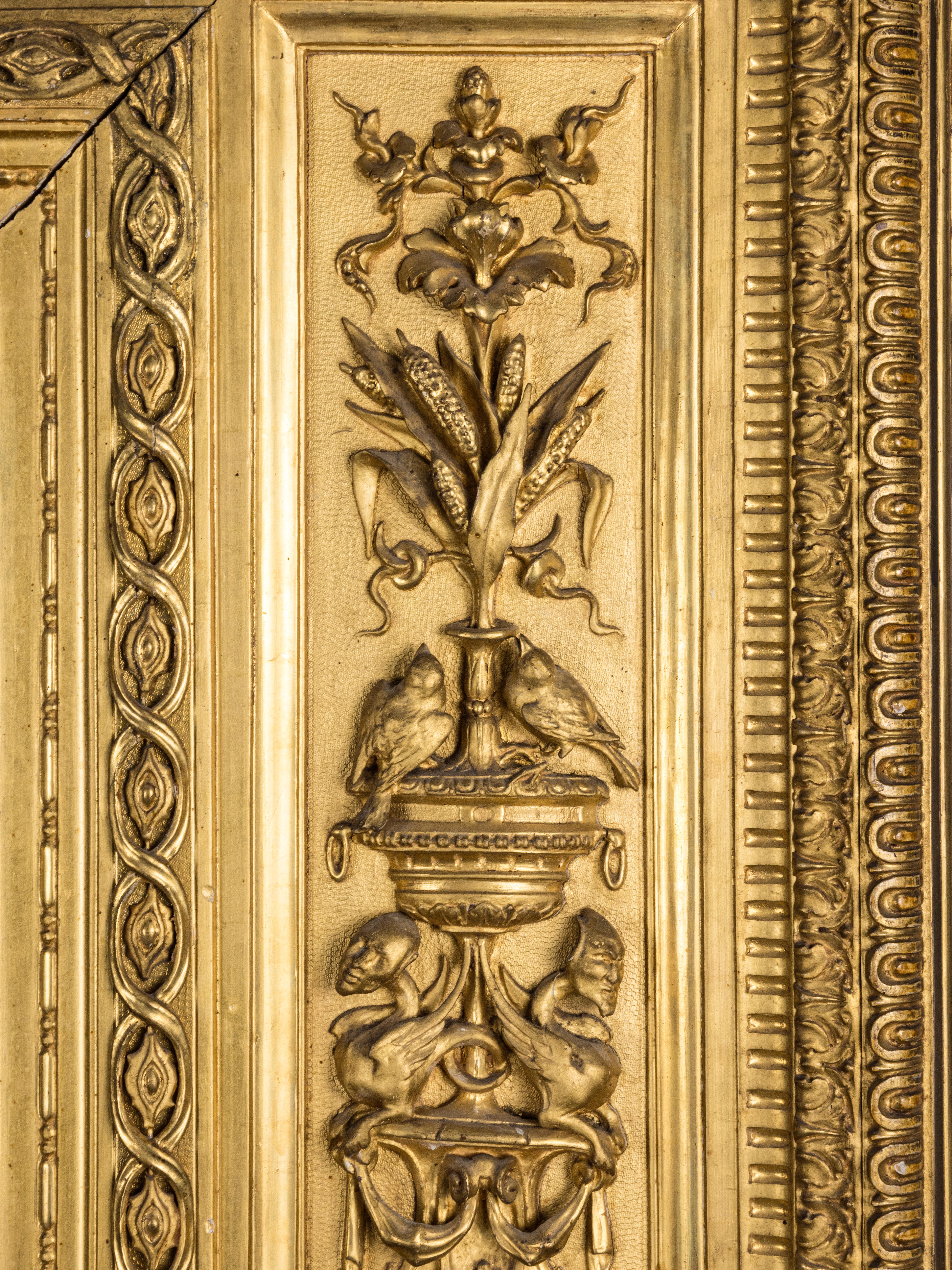 Italienischer Rahmen im Renaissance-Stil, 19. Geschnitztes vergoldetes Holz, Luigi Frullini   (19. Jahrhundert) im Angebot