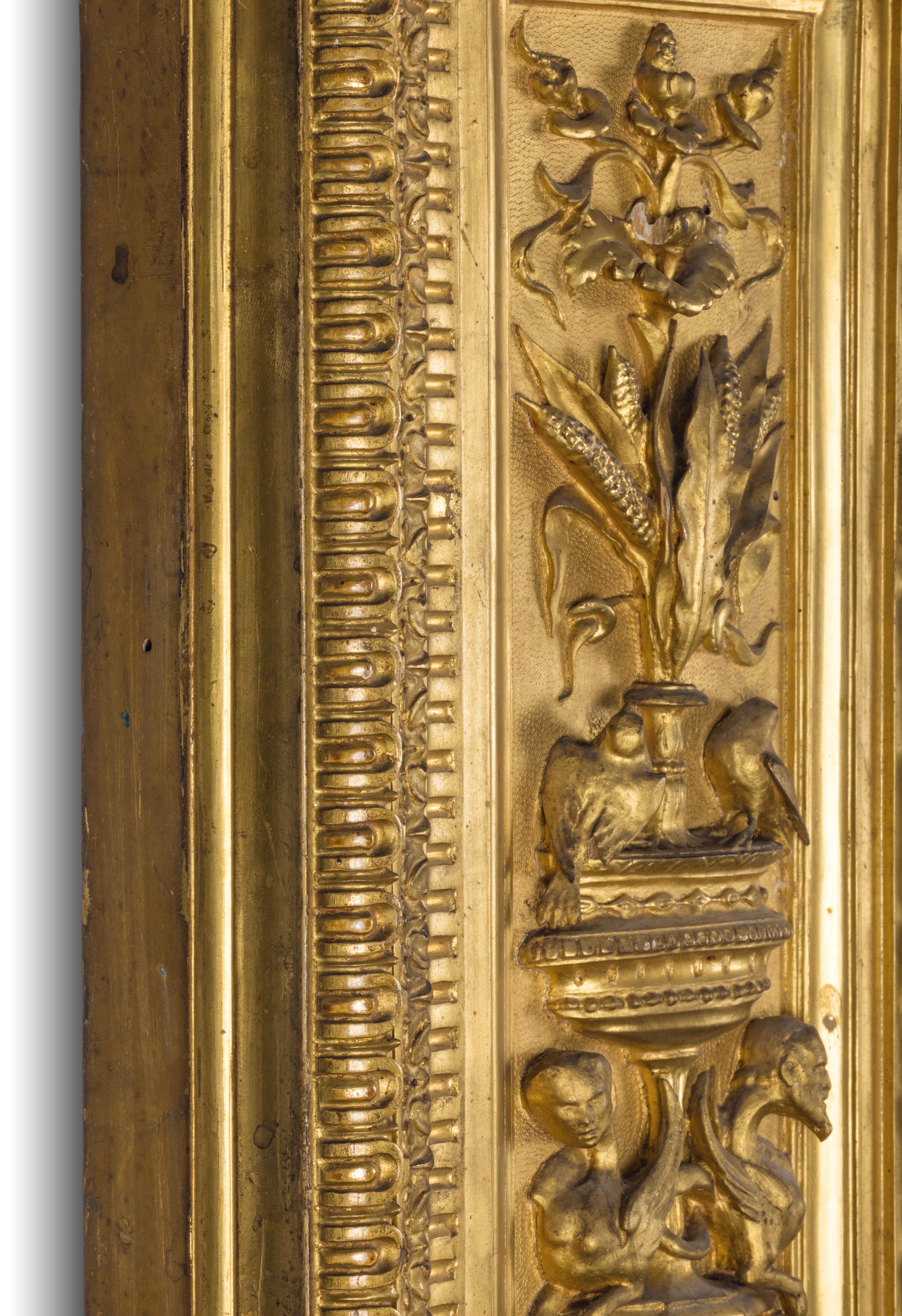 Italienischer Rahmen im Renaissance-Stil, 19. Geschnitztes vergoldetes Holz, Luigi Frullini   im Angebot 2