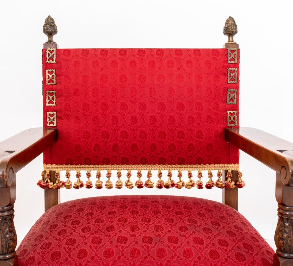 20th Century Renaissance Revival Mahogany Armchairs, 2 For Sale