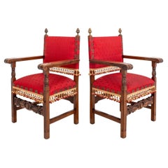 Renaissance Revival Mahogany Armchairs, 2