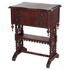 Renaissance Revival Mahogany Work Stand With Lyre Form Trestle Base C1890