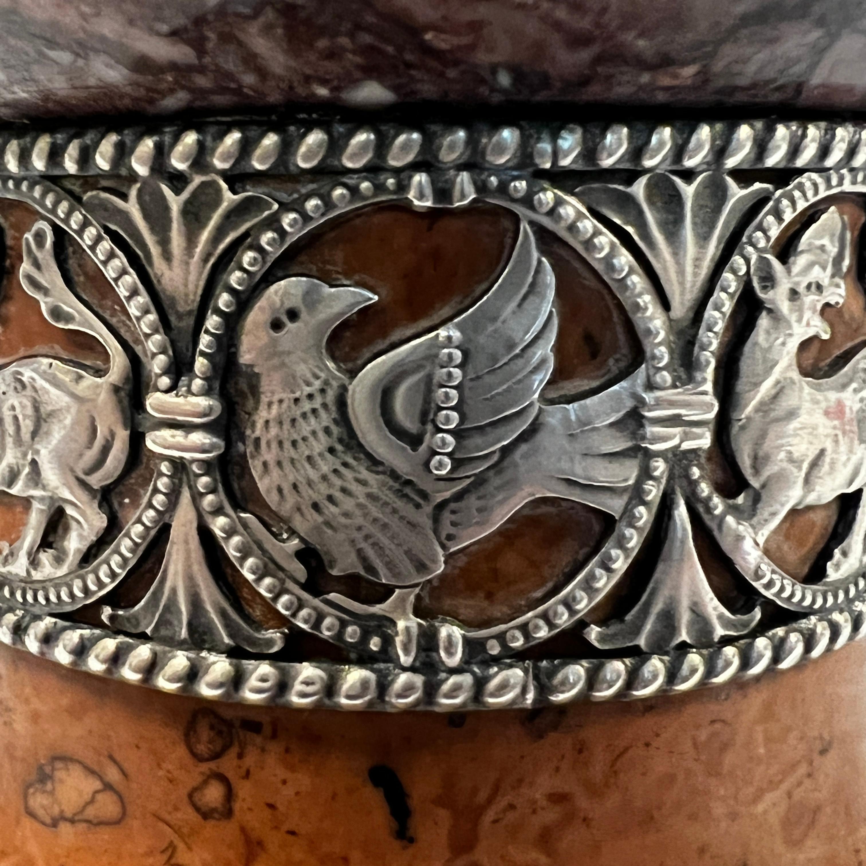 Renaissance Revival Marble and Silver Chalice 7