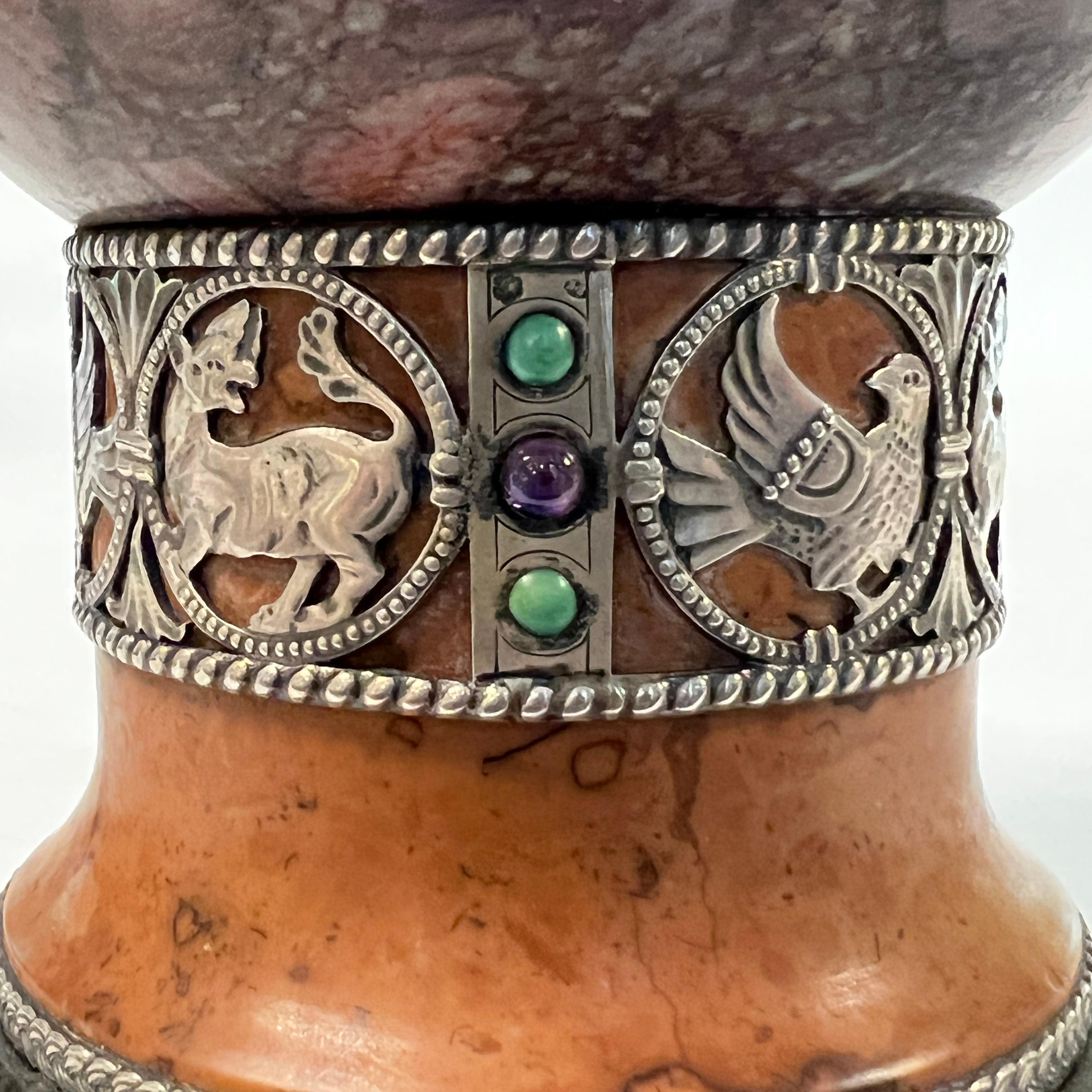 19th Century Renaissance Revival Marble and Silver Chalice