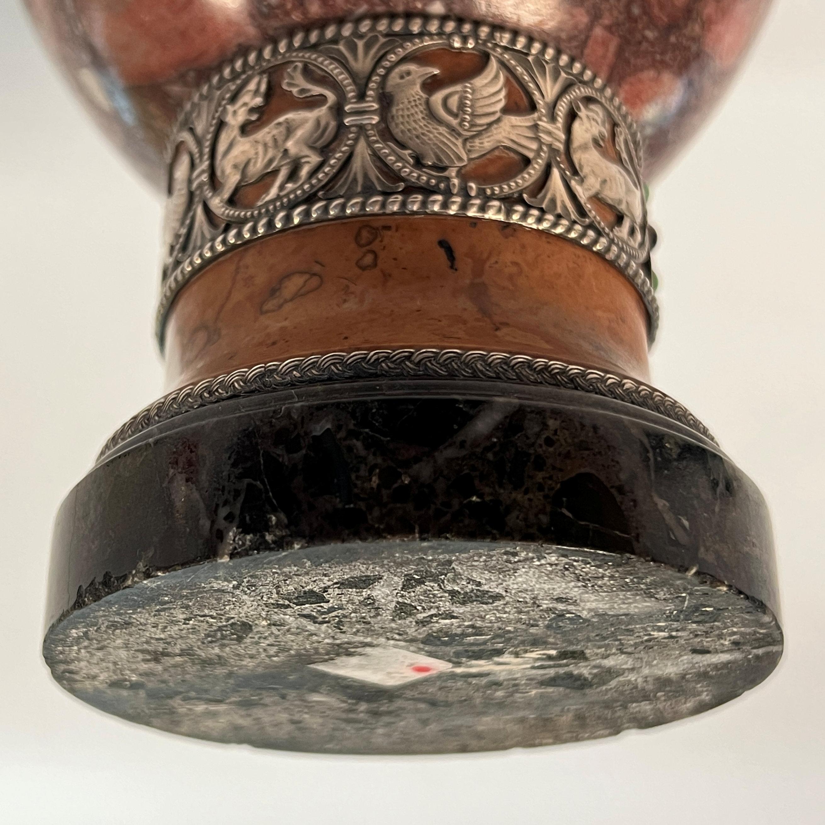 Renaissance Revival Marble and Silver Chalice 5