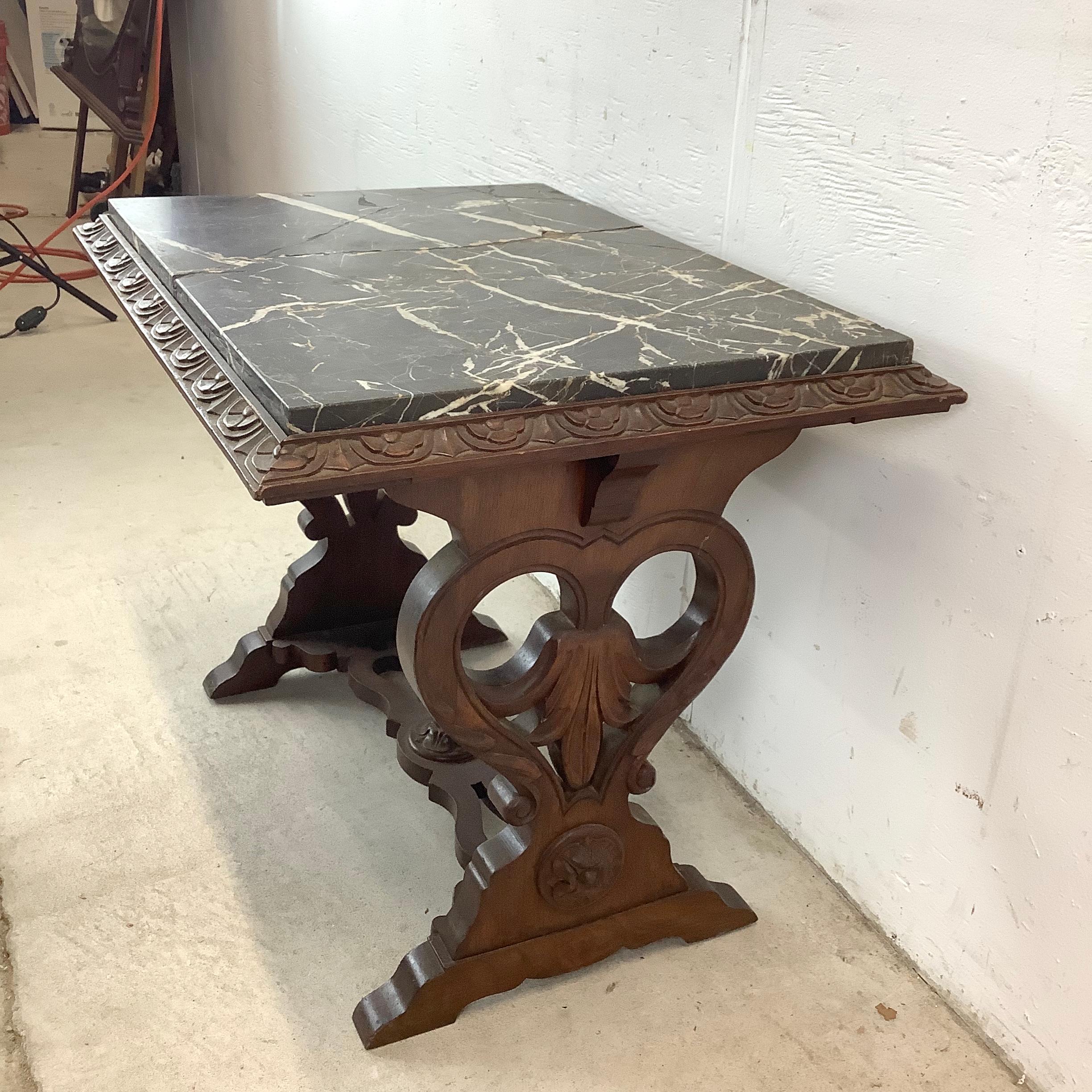 Renaissance Revival Marble Top Coffee Table For Sale 4