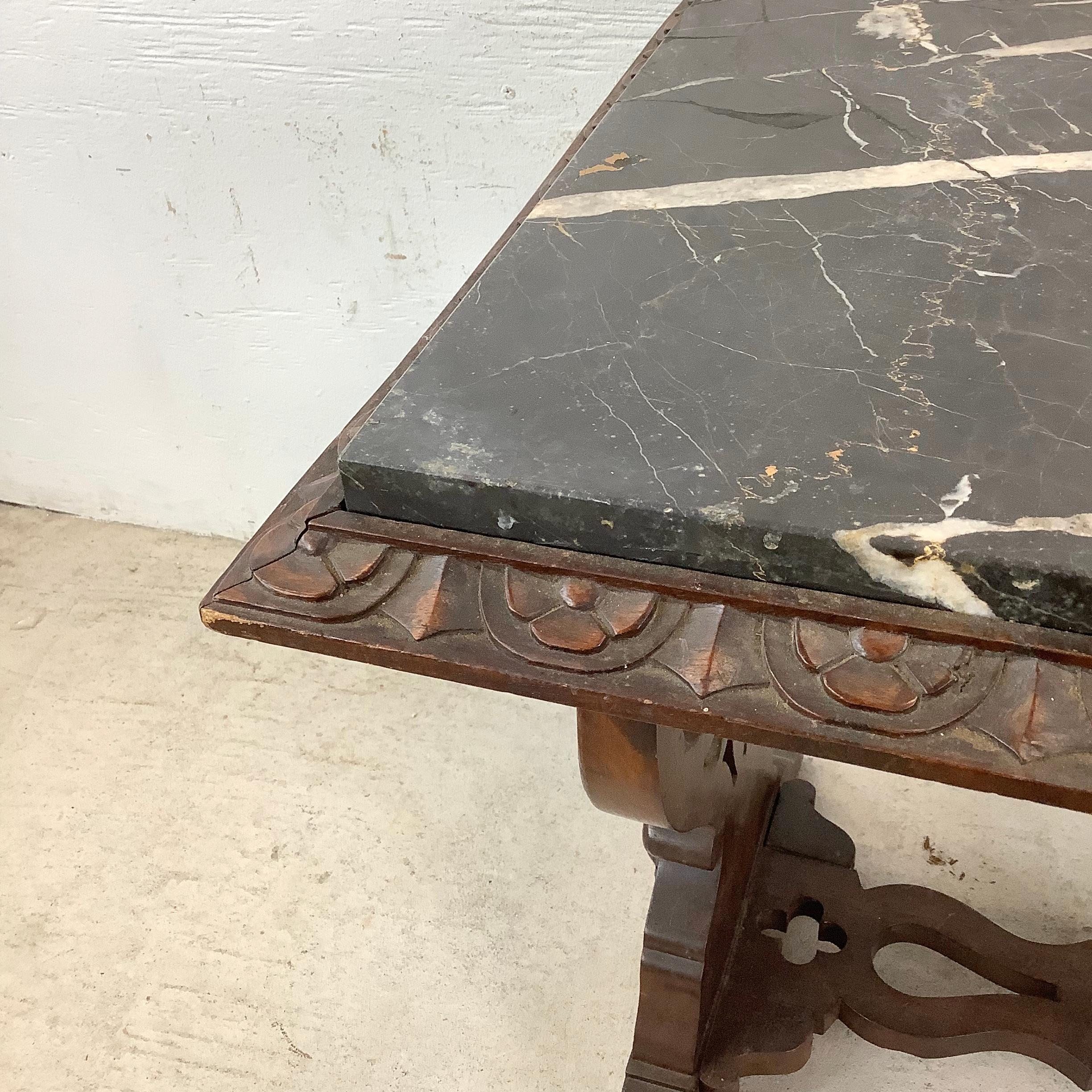 Renaissance Revival Marble Top Coffee Table For Sale 8