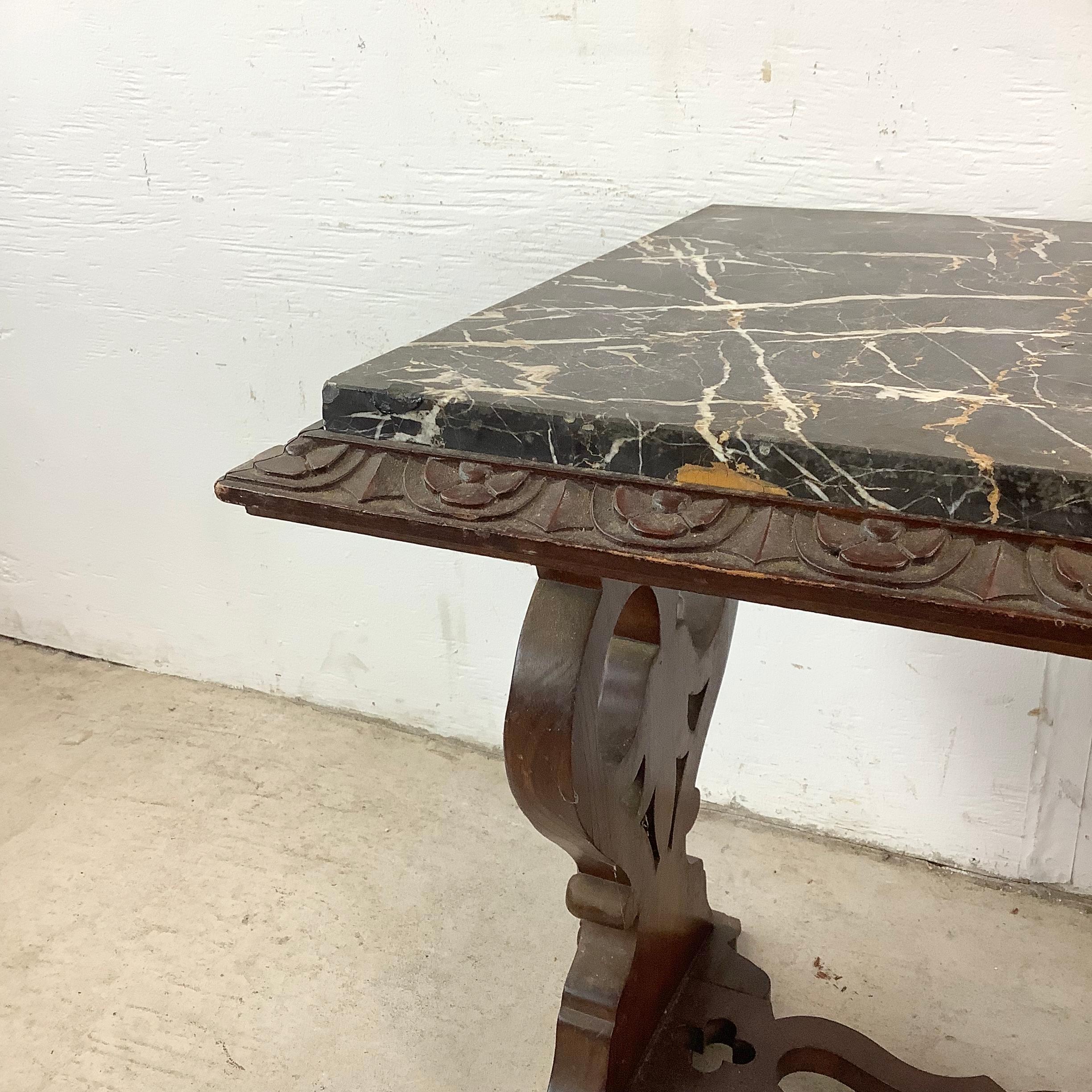 20th Century Renaissance Revival Marble Top Coffee Table For Sale