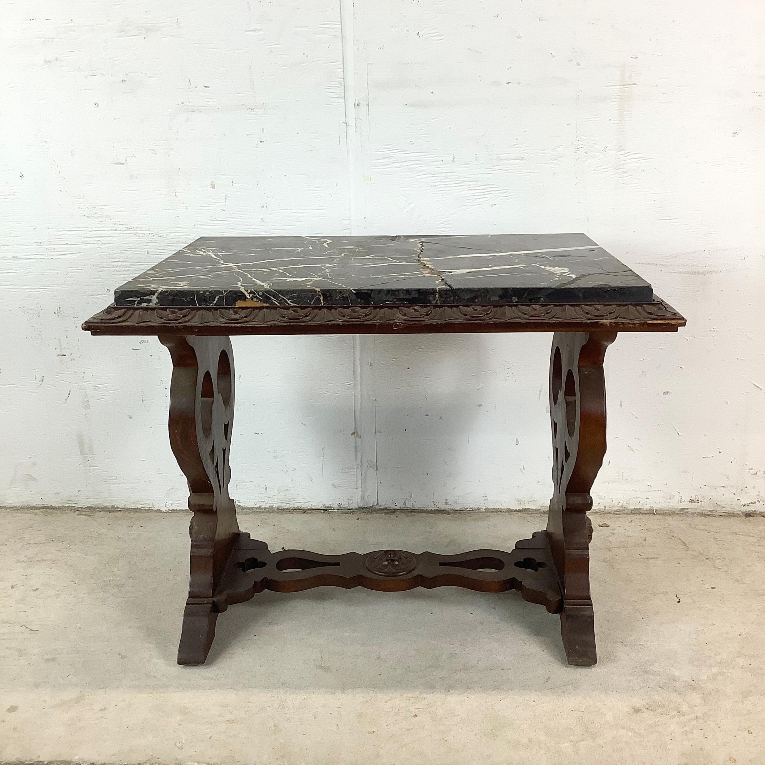 Renaissance Revival Marble Top Coffee Table For Sale 2