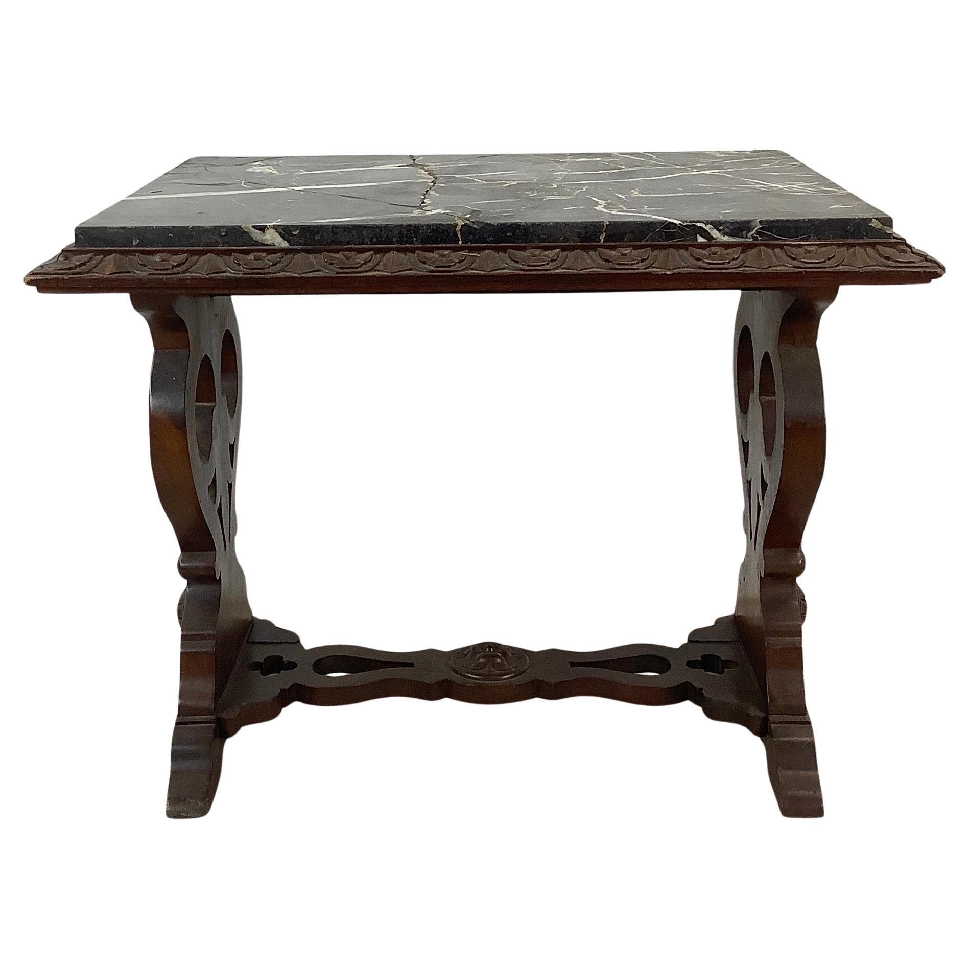 Renaissance Revival Marble Top Coffee Table