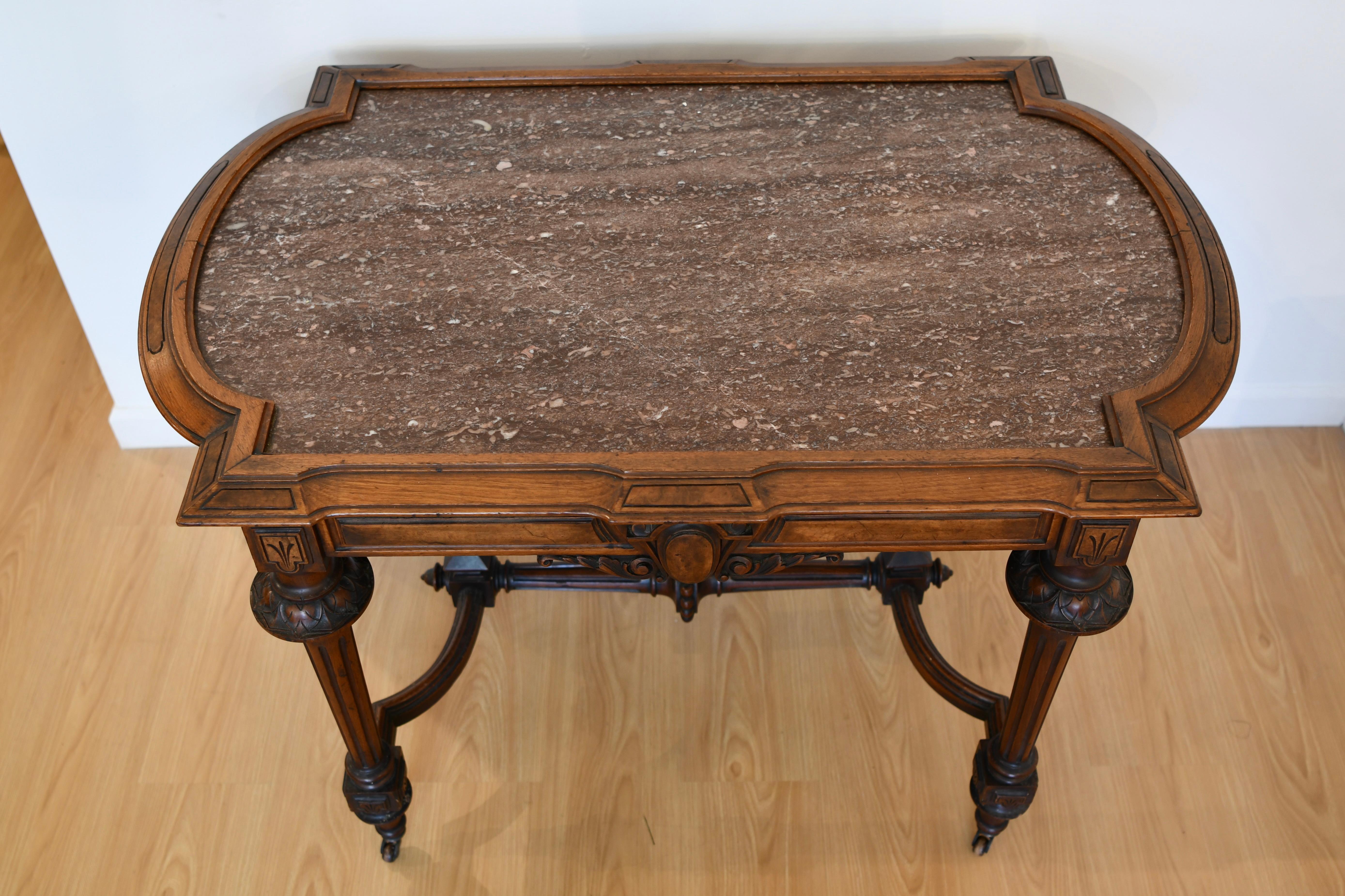 20th Century Renaissance Revival Marble Top Table For Sale