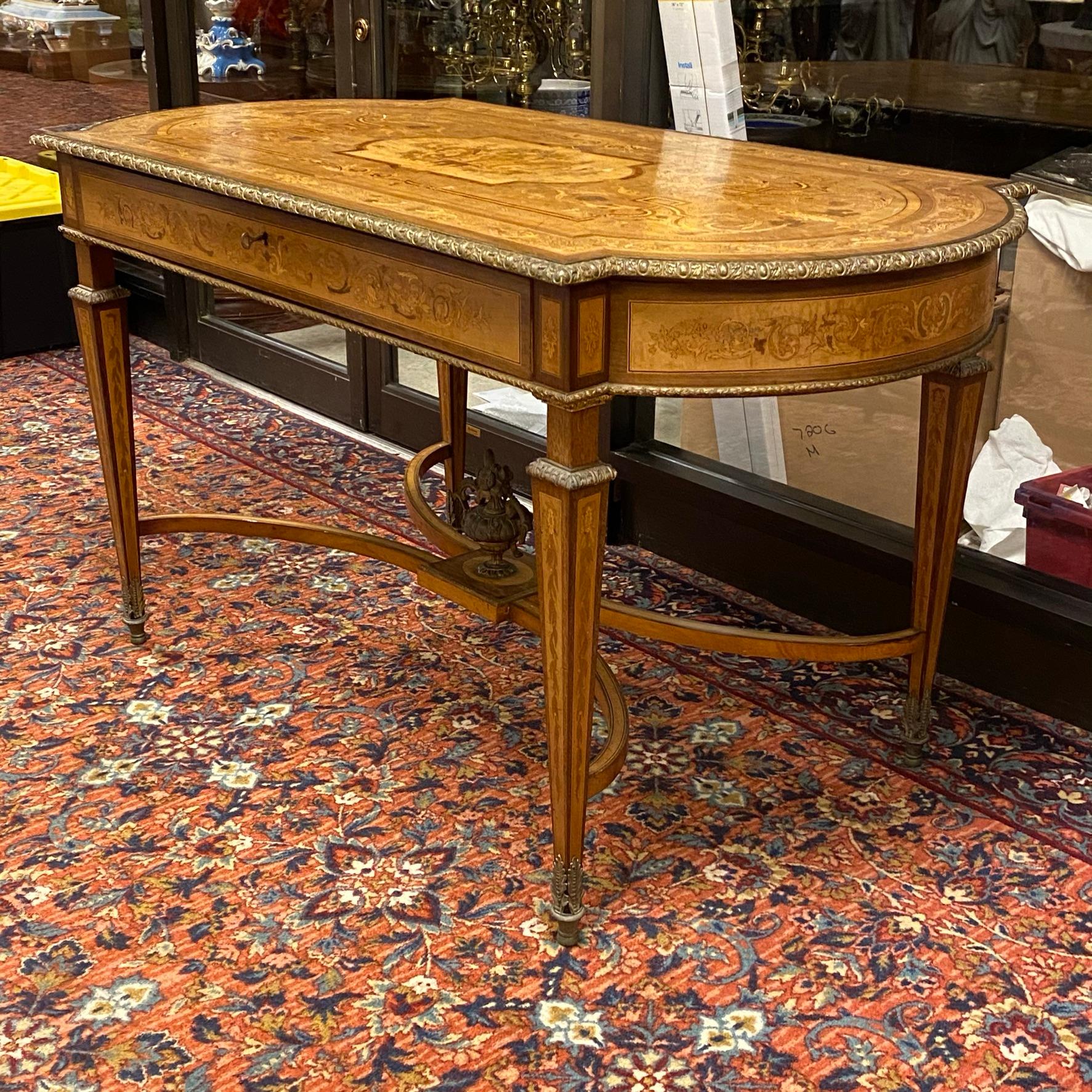 Renaissance Revival Marquetry Inlaid Rectangular Center Table For Sale 2