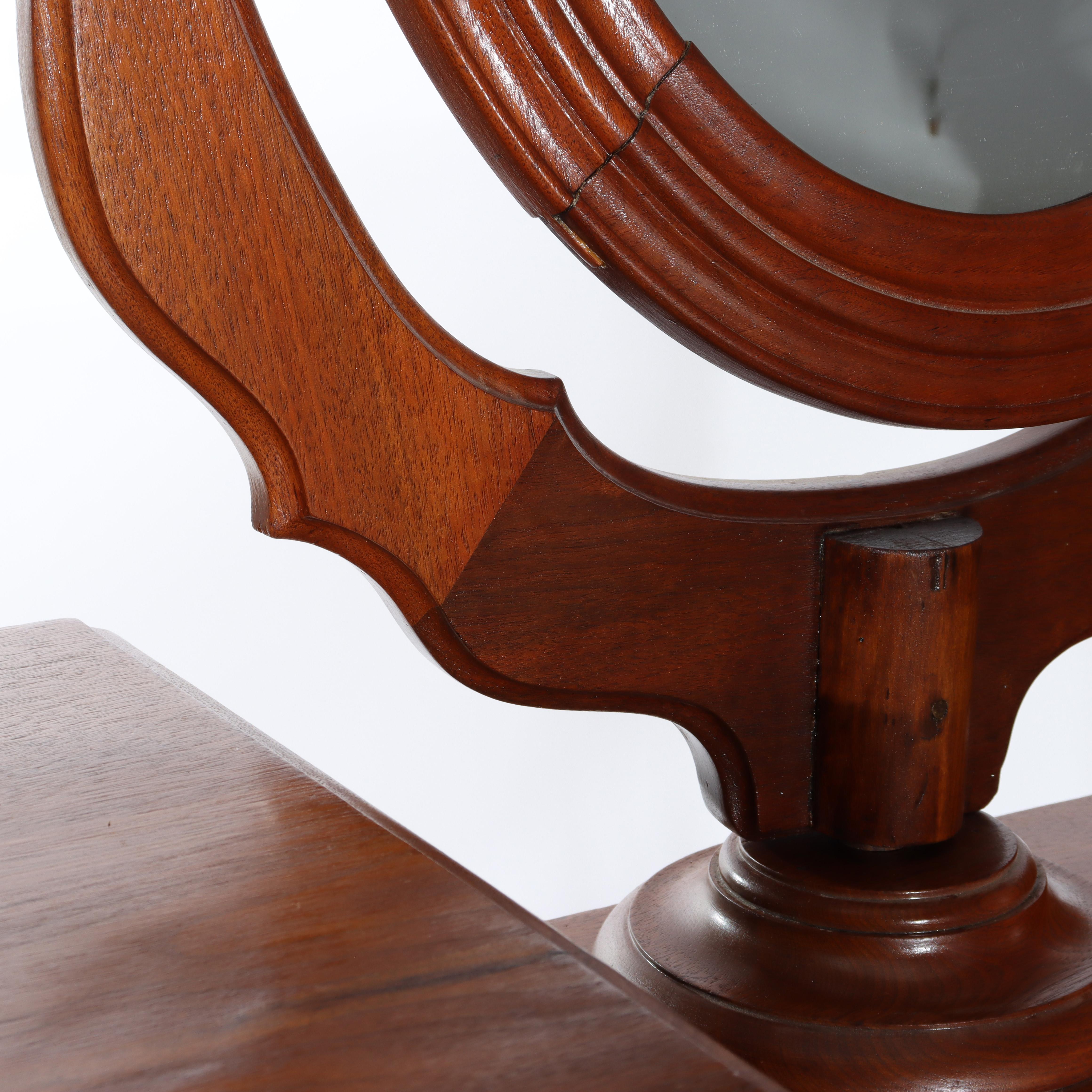 Renaissance Revival Mirrored Drop Center Walnut & Marble Dresser C1890 For Sale 14