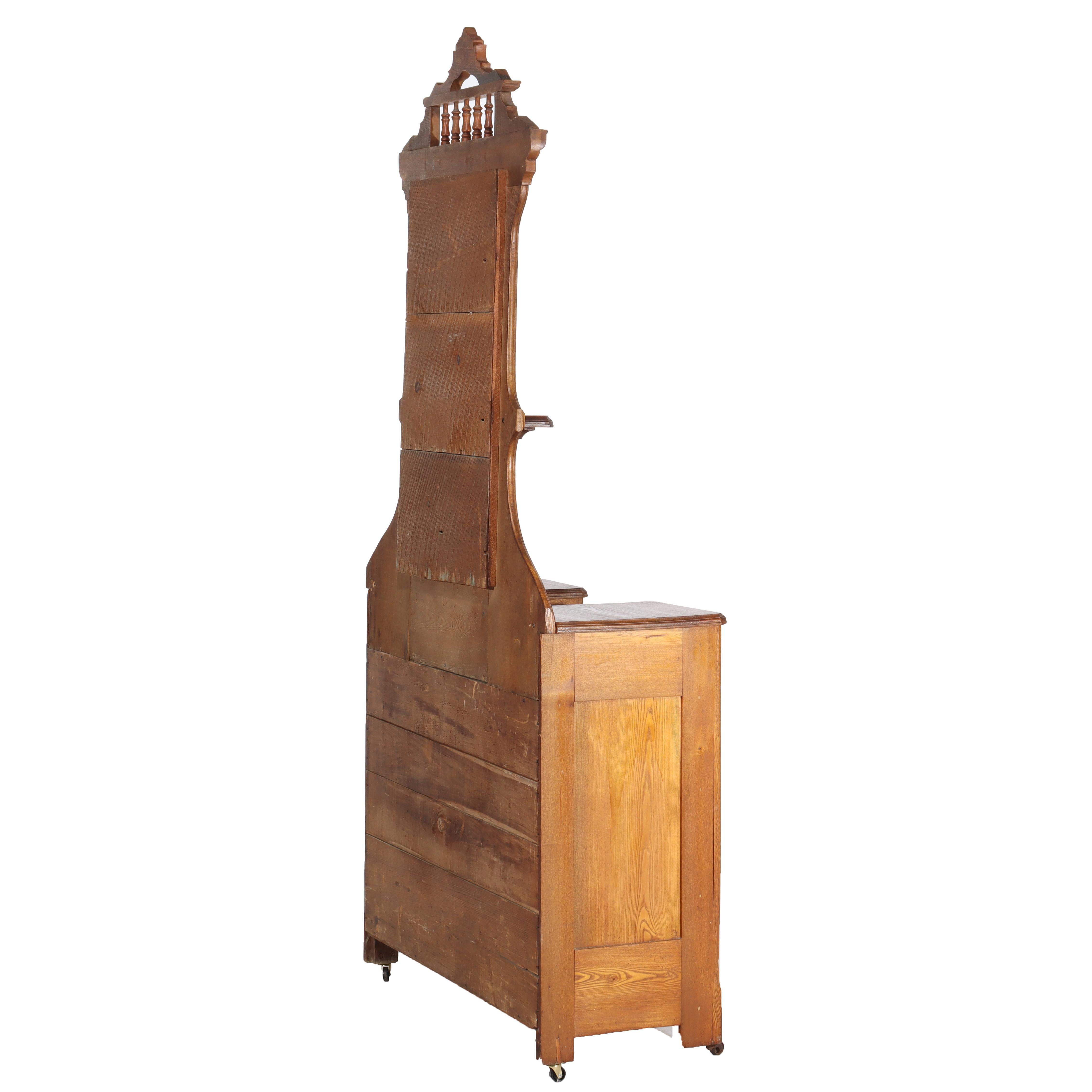 Renaissance Revival Mirrored Walnut Drop-Center Dresser C1890 For Sale 7