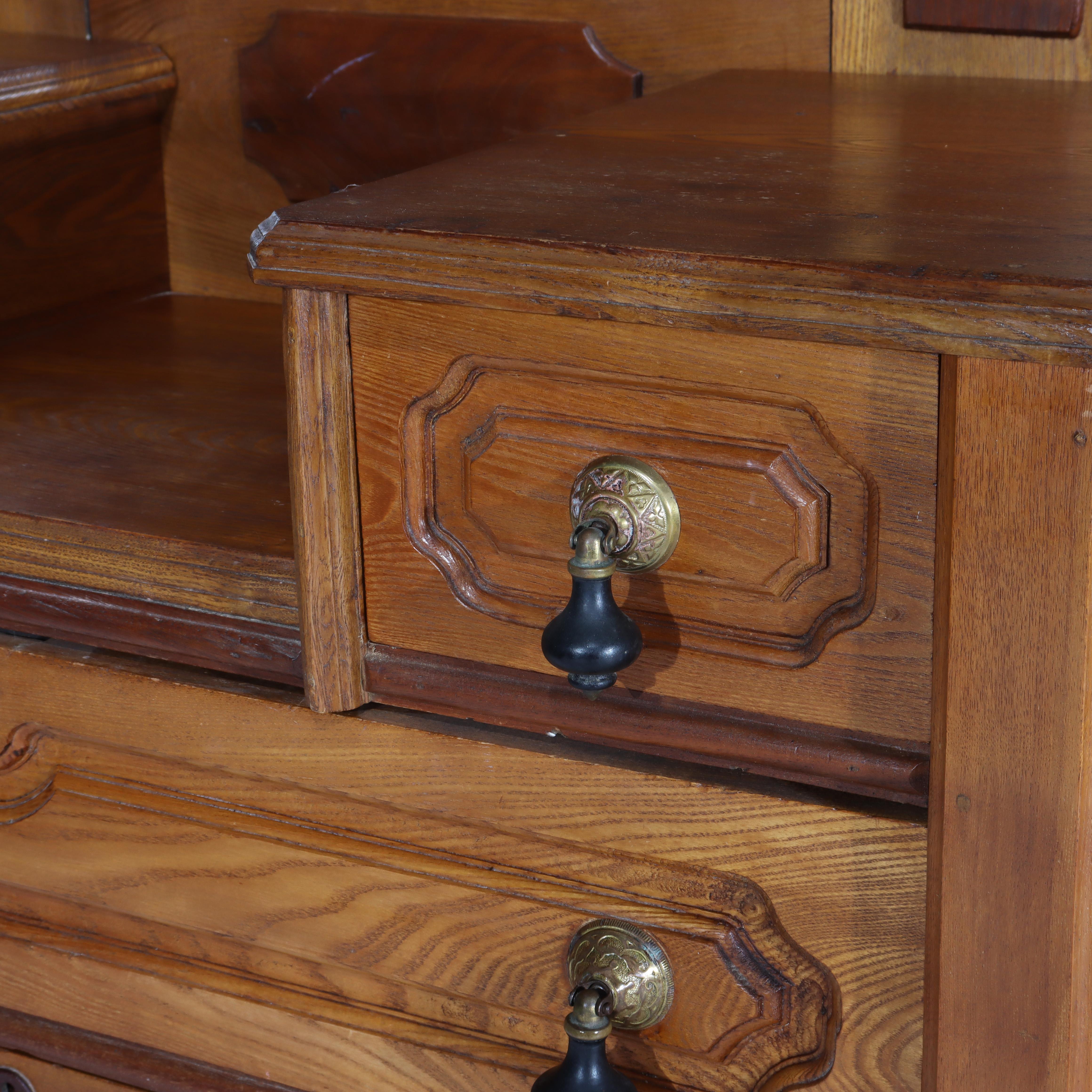 19th Century Renaissance Revival Mirrored Walnut Drop-Center Dresser C1890 For Sale