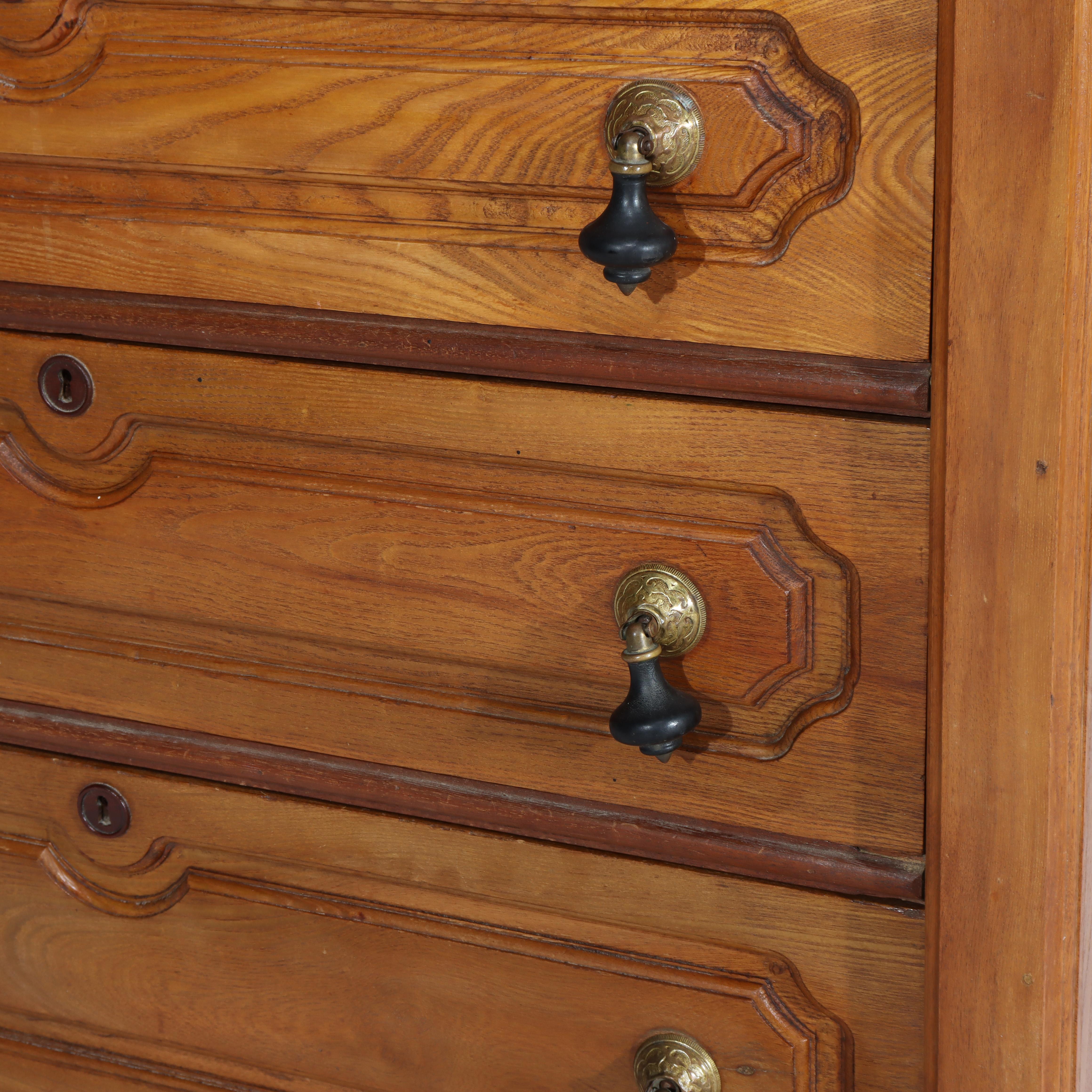 Renaissance Revival Mirrored Walnut Drop-Center Dresser C1890 For Sale 3