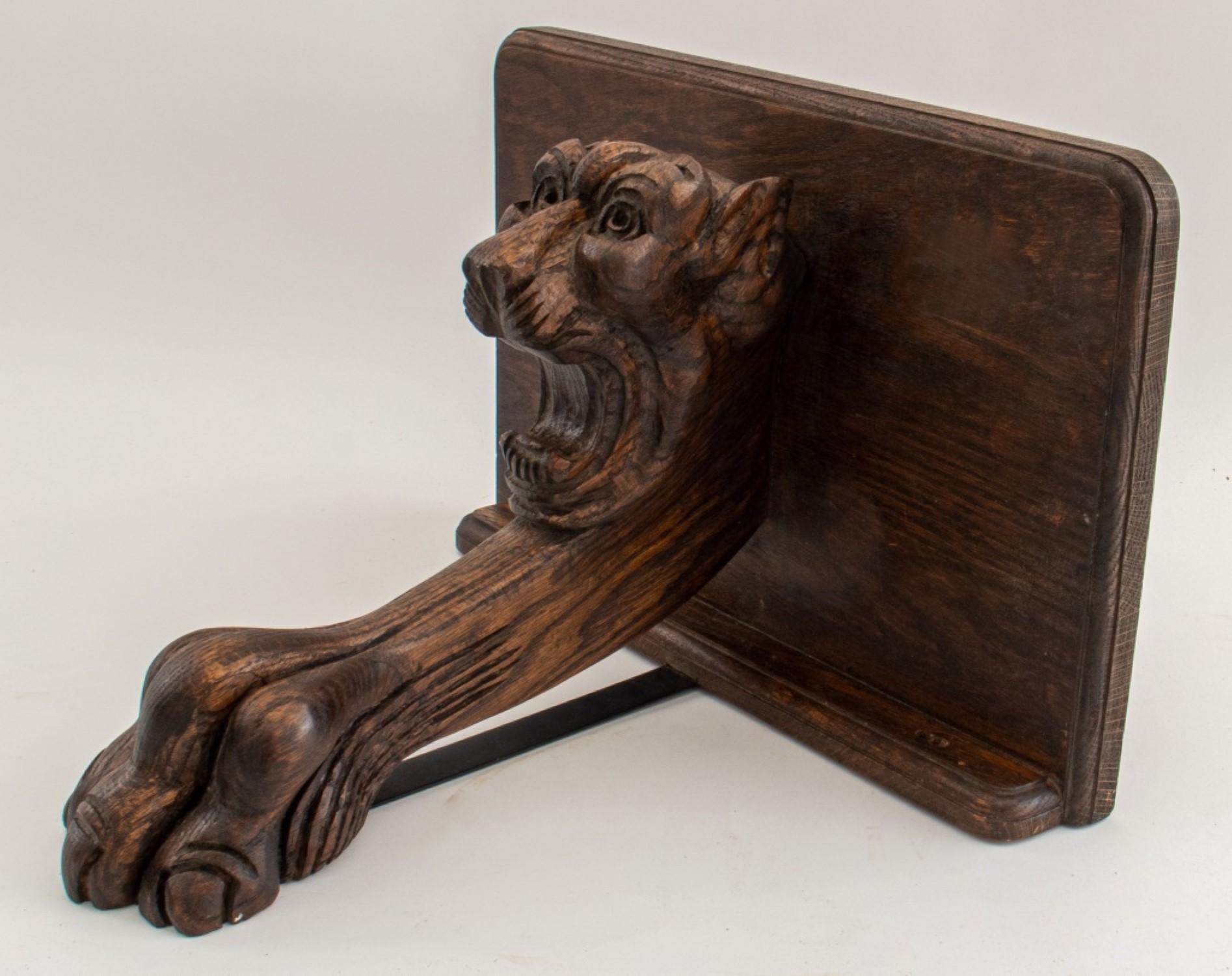 Wood Renaissance Revival Oak Lion Bracket For Sale