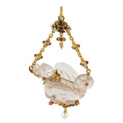 Renaissance Revival Rock Crystal Dragon Pendant