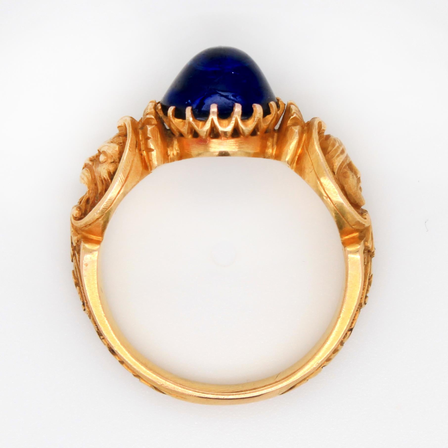 Renaissance Revival Sapphire and Gold Ring, circa 1840s 1