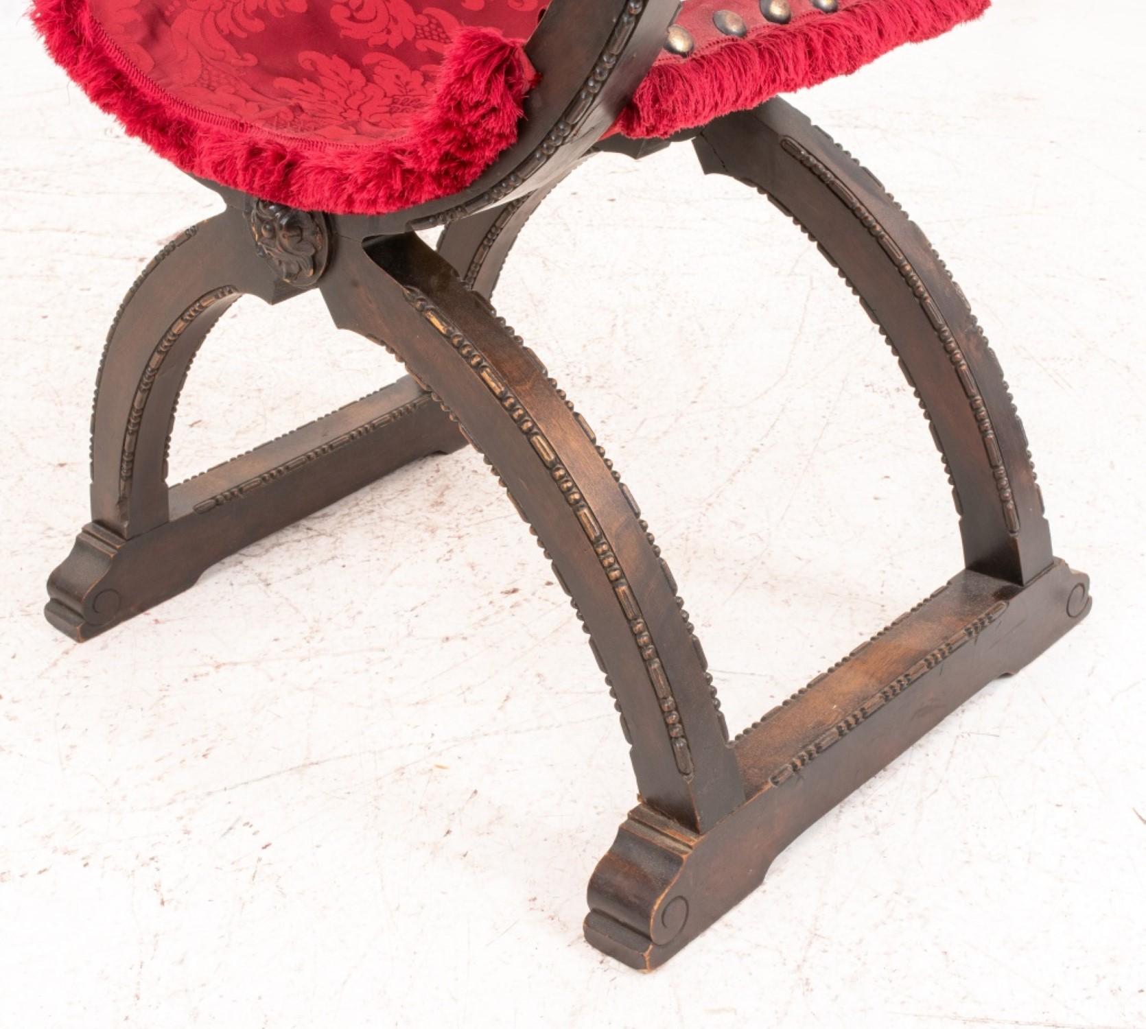 Upholstery Renaissance Revival Savonarola Chair For Sale