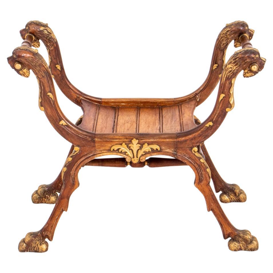 Renaissance Revival Style Carved Wooden Bench