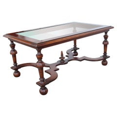 Renaissance Revival Style Coffee Table with Scalloped X-Bar Stretcher
