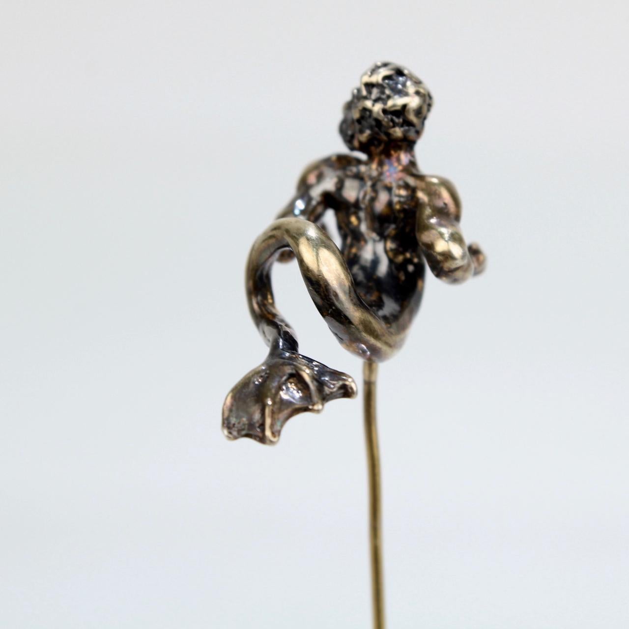 Neorenaissance-Revival-Stil Figural Gold Neptune oder Merman Stick Pin im Angebot 7