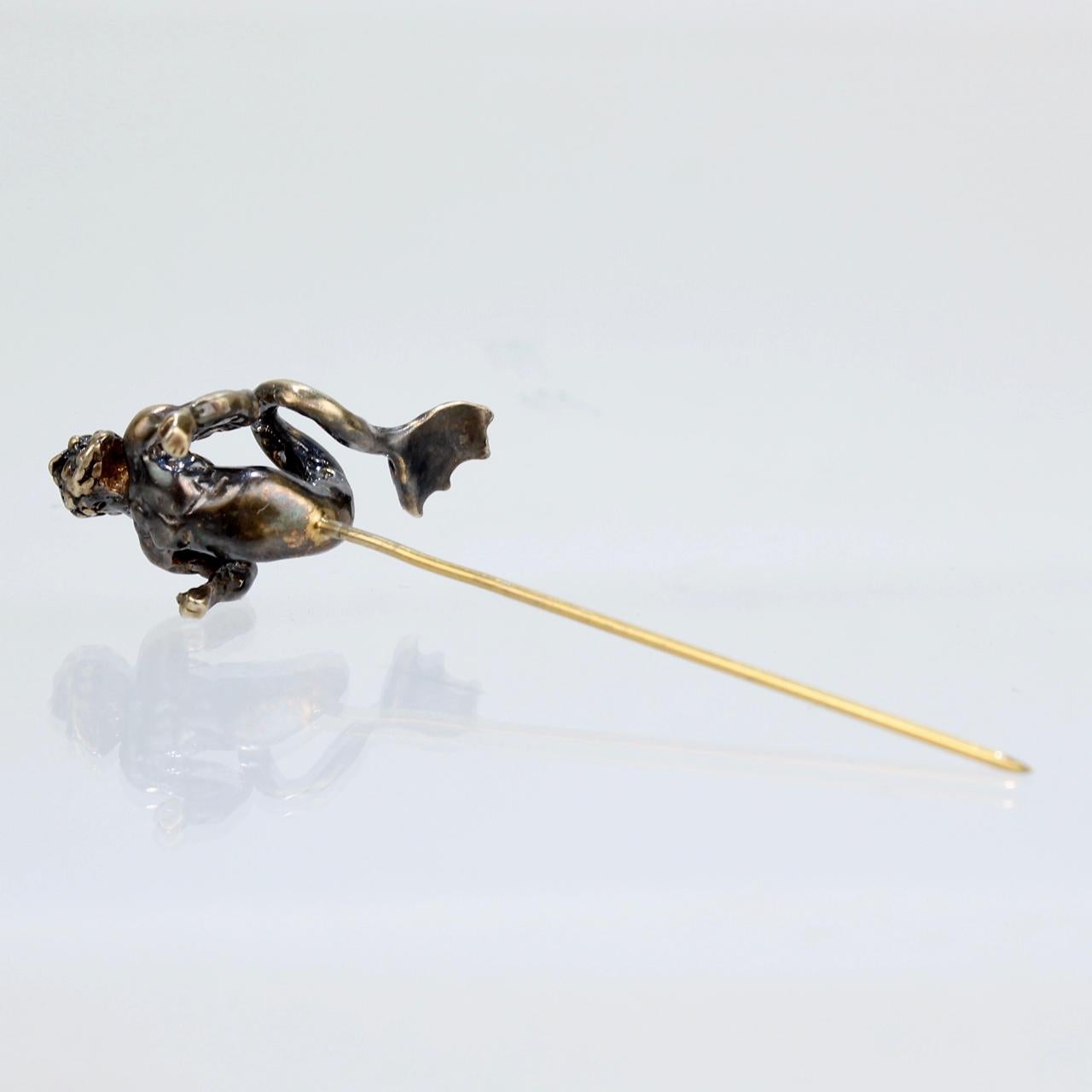 Neorenaissance-Revival-Stil Figural Gold Neptune oder Merman Stick Pin im Angebot 9