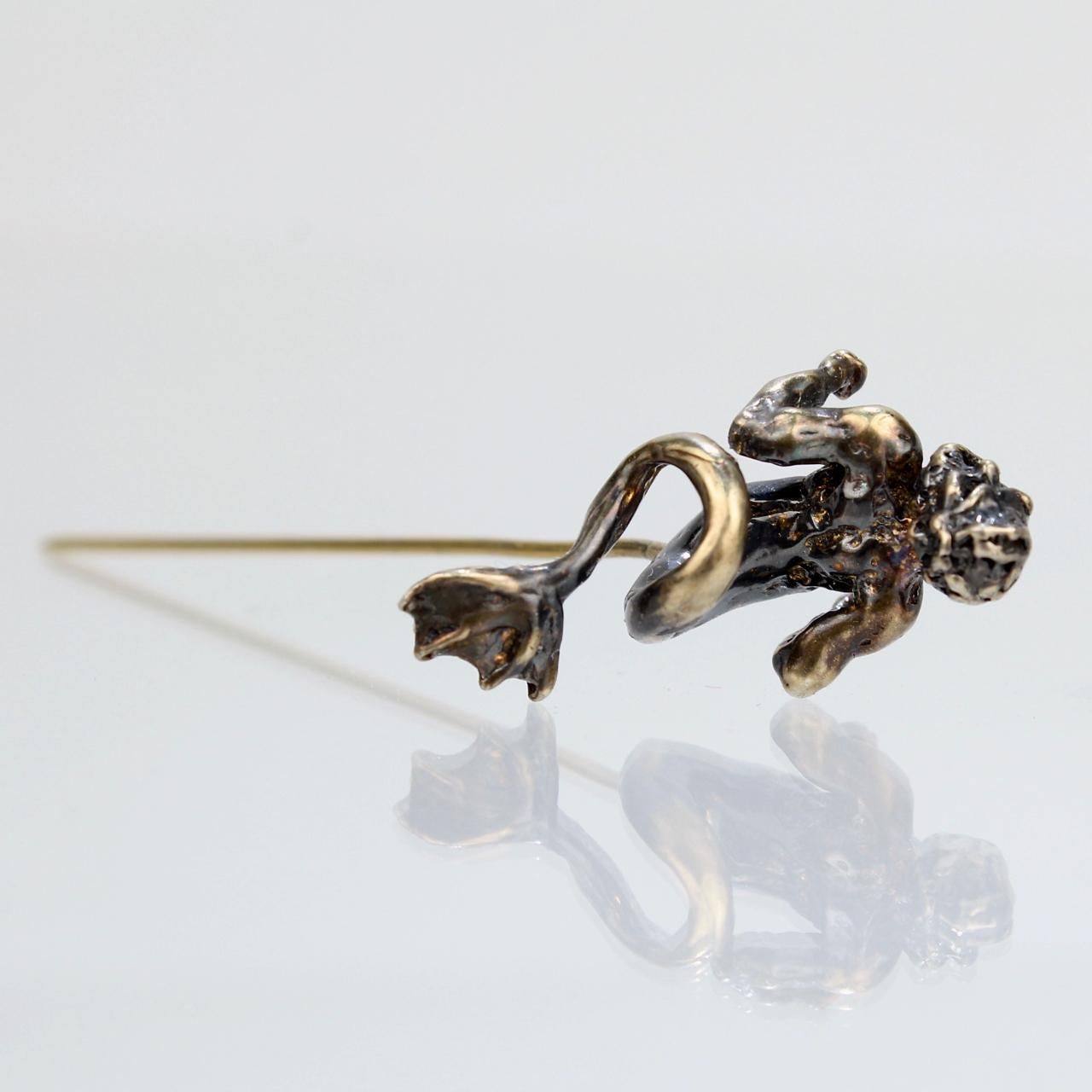 Neorenaissance-Revival-Stil Figural Gold Neptune oder Merman Stick Pin im Angebot 11