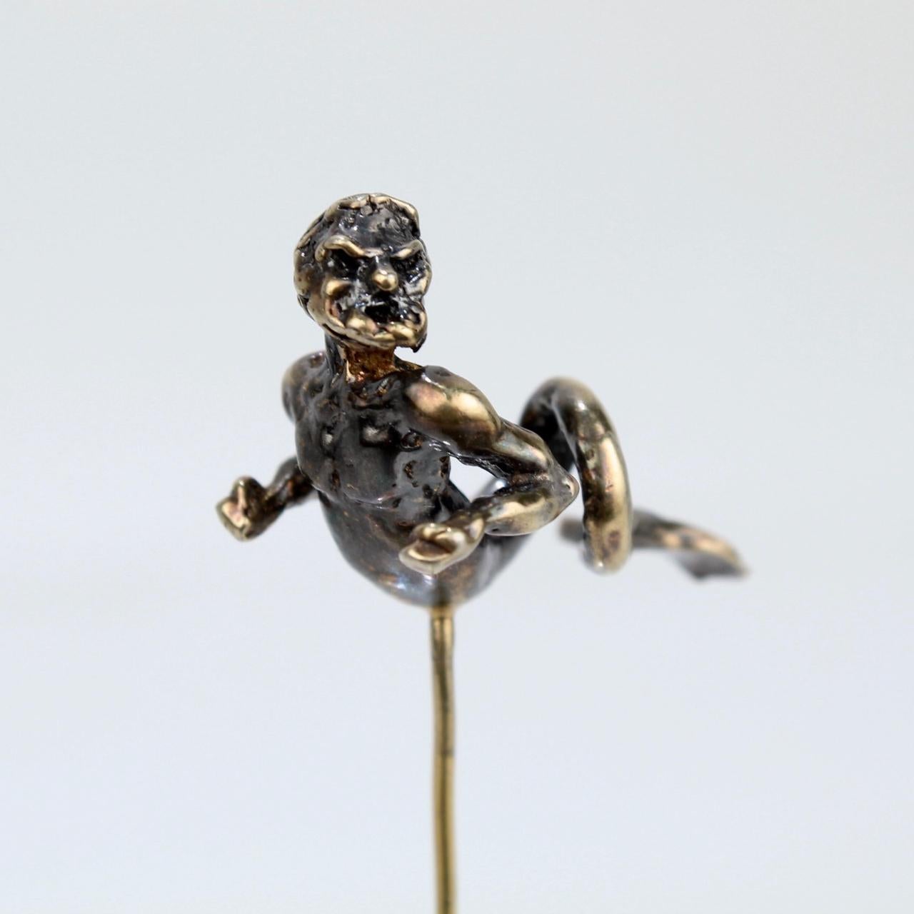 Neorenaissance-Revival-Stil Figural Gold Neptune oder Merman Stick Pin im Angebot 2