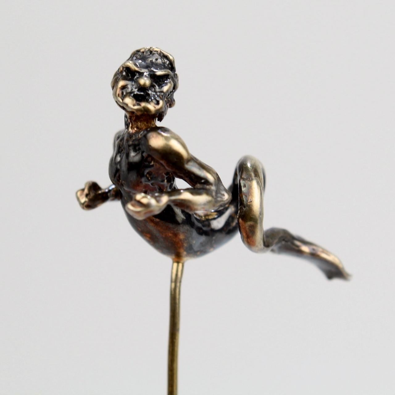 Neorenaissance-Revival-Stil Figural Gold Neptune oder Merman Stick Pin im Angebot 3