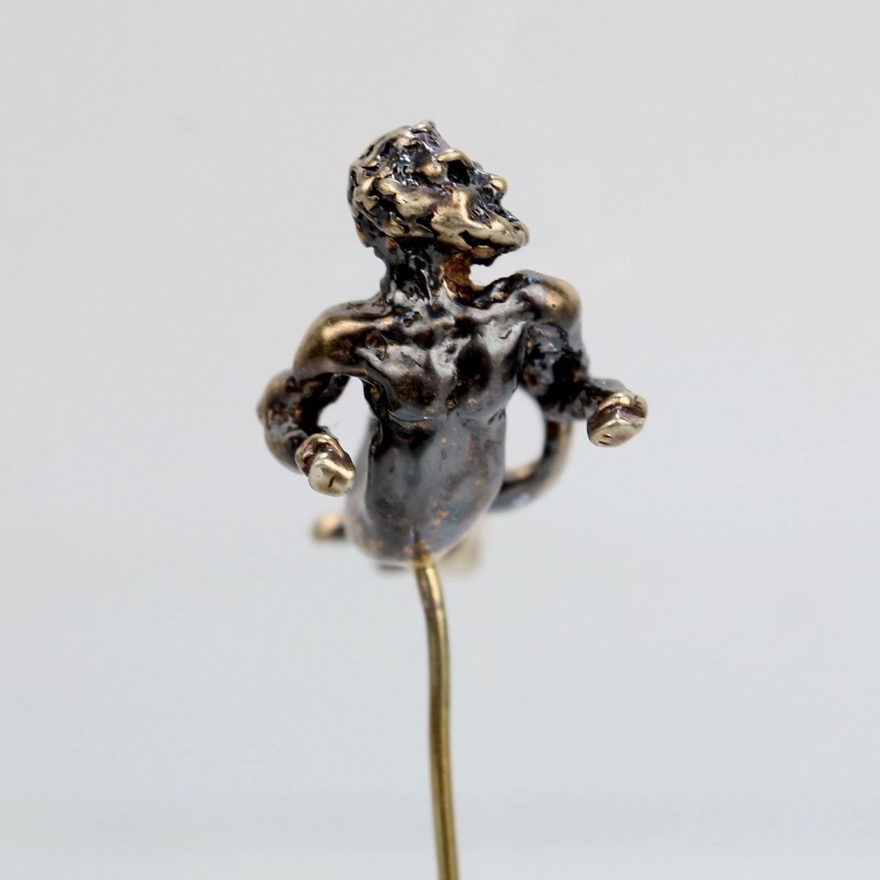 Neorenaissance-Revival-Stil Figural Gold Neptune oder Merman Stick Pin im Angebot 4