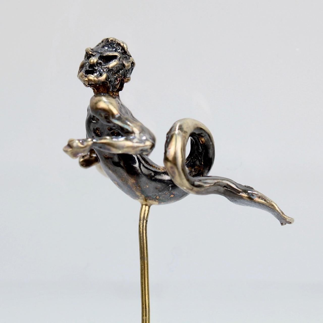 Neorenaissance-Revival-Stil Figural Gold Neptune oder Merman Stick Pin im Angebot 5
