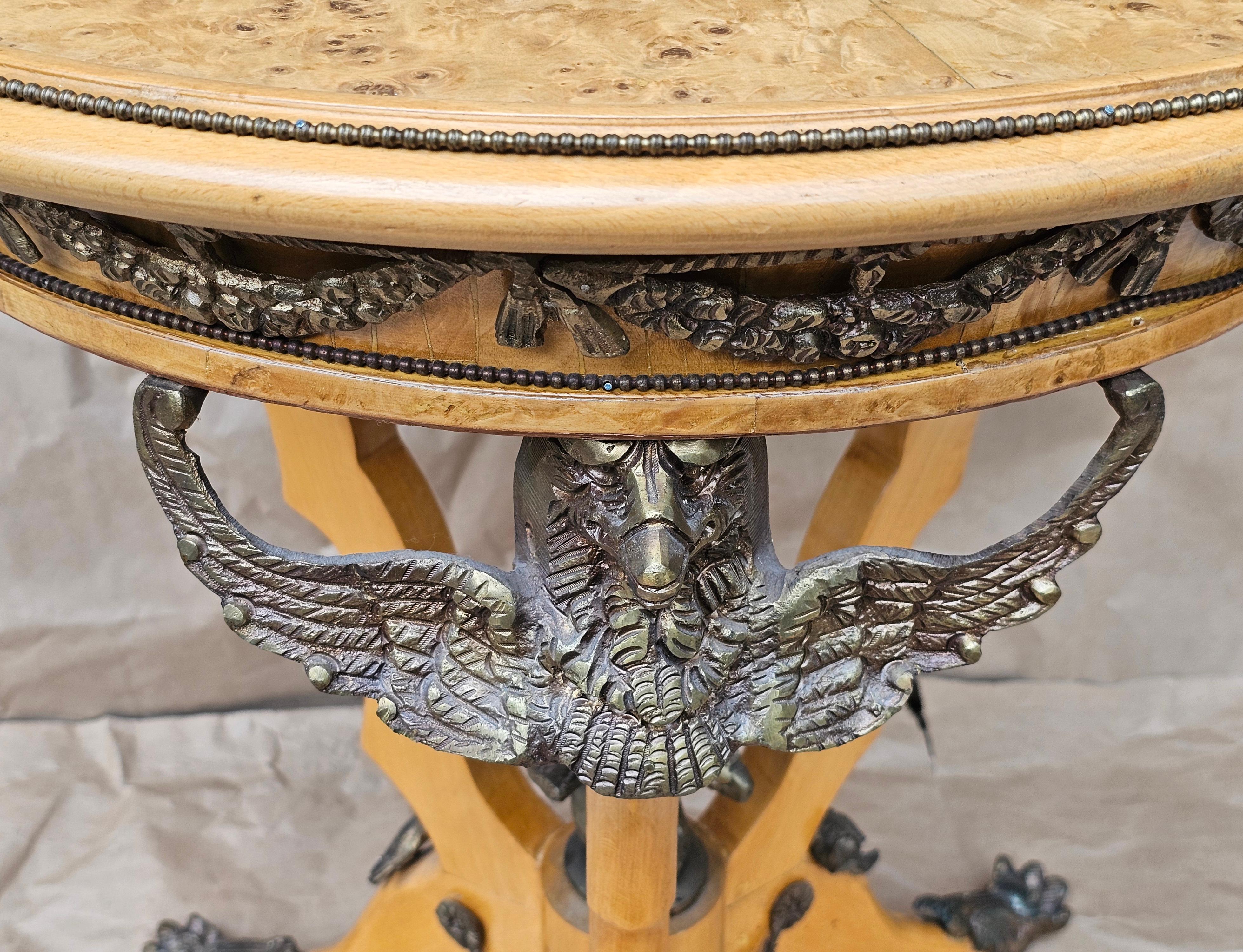 20th Century Renaissance Revival Style Ormolu Mounted Burlwood Table For Sale