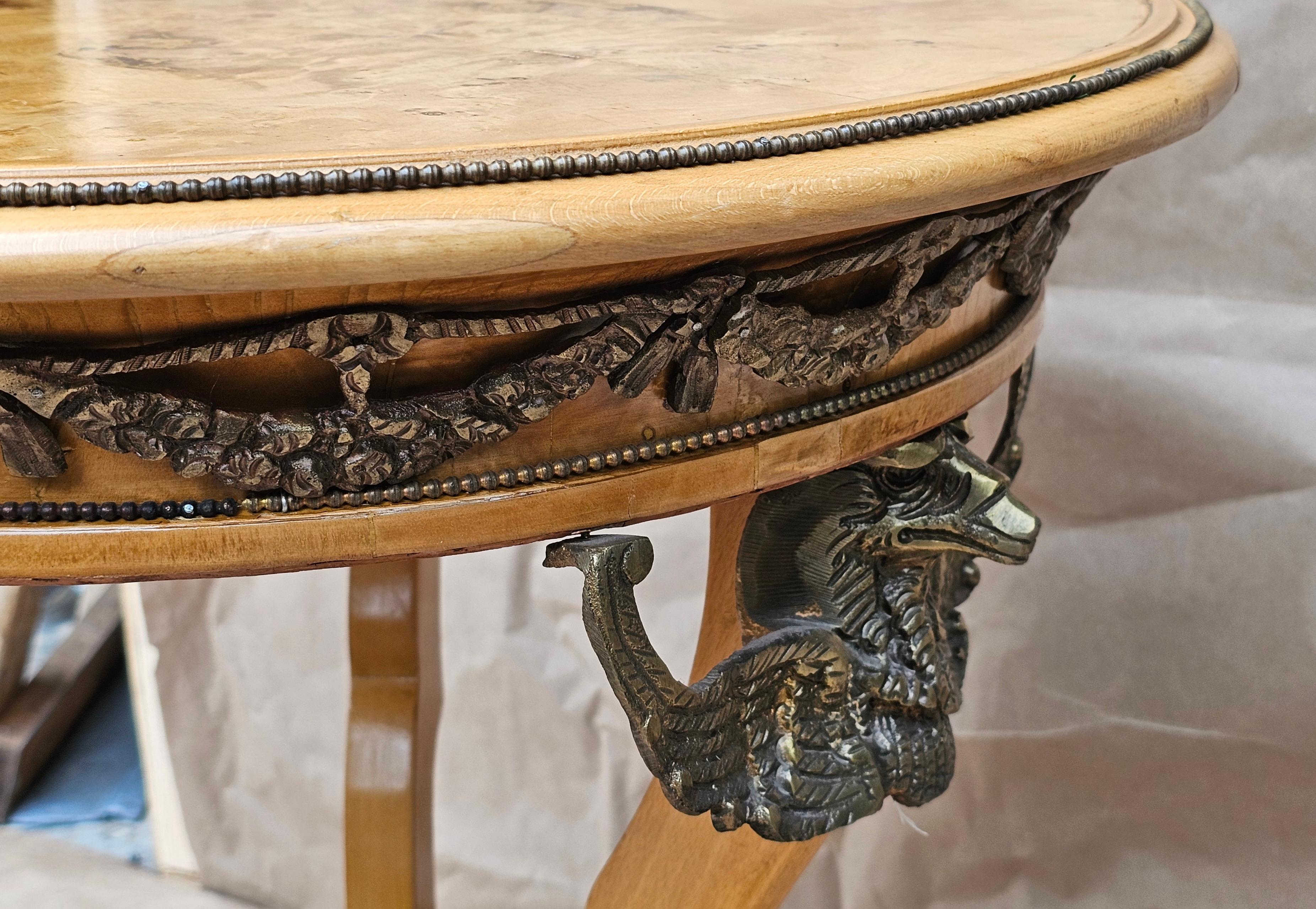 Renaissance Revival Style Ormolu Mounted Burlwood Table For Sale 3