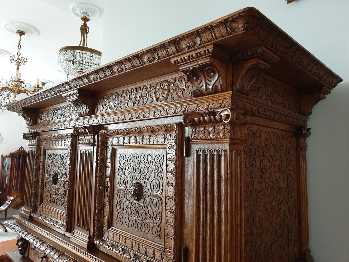 Hardwood Renaissance Revival Style Palace Credenza / Sideboard, Museum Class