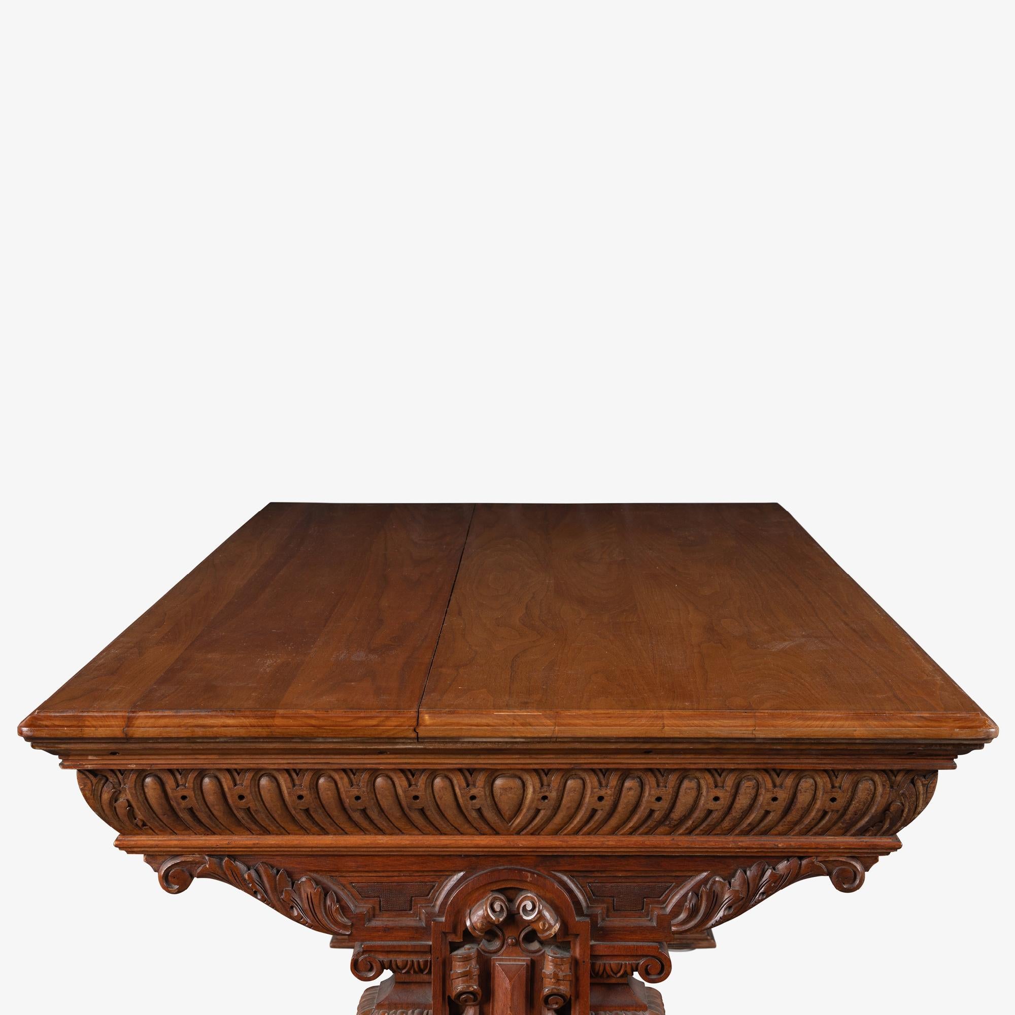 Renaissance Revival Style Partners Foyer Table Desk in Walnut For Sale 5