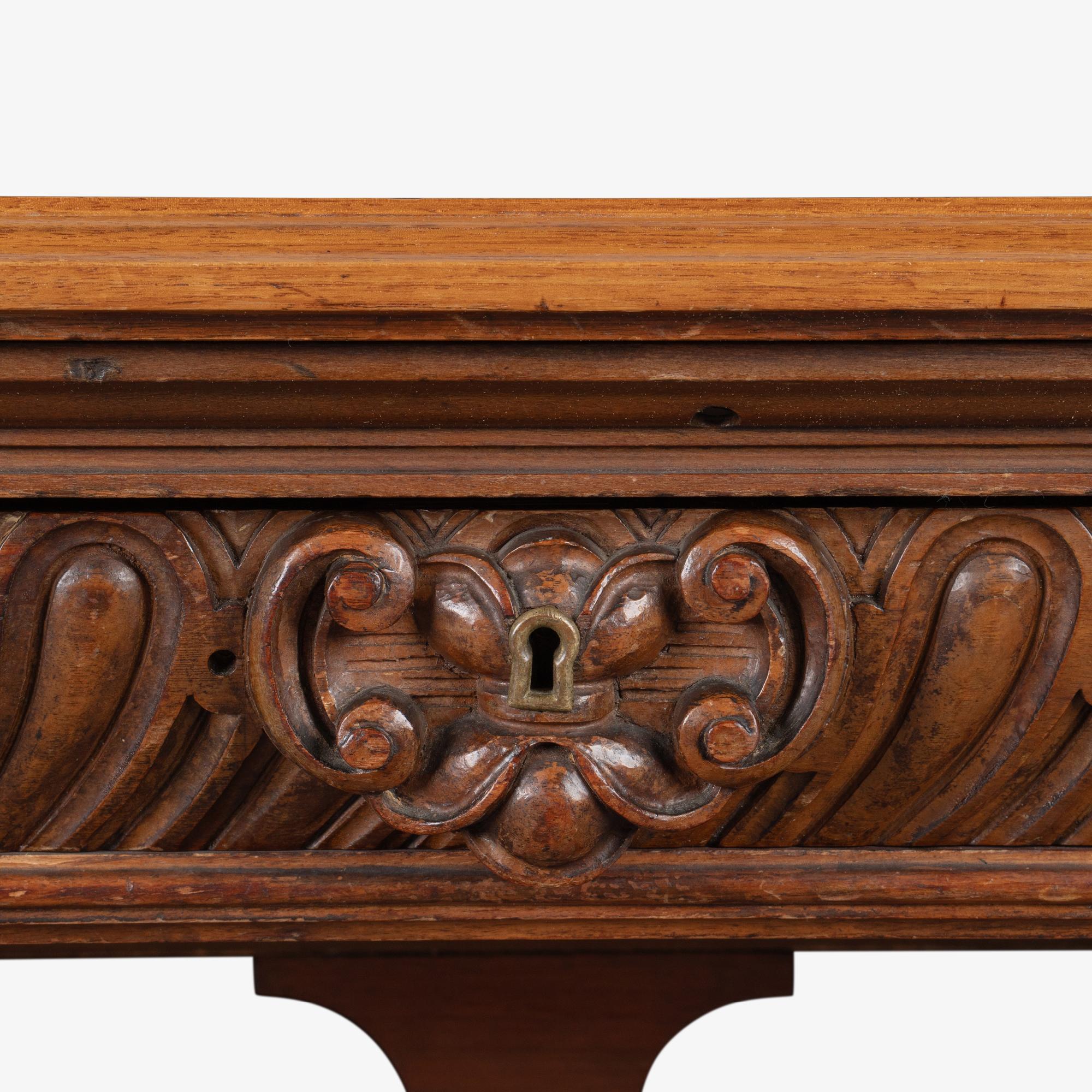 Renaissance Revival Style Partners Foyer Table Desk in Walnut For Sale 9