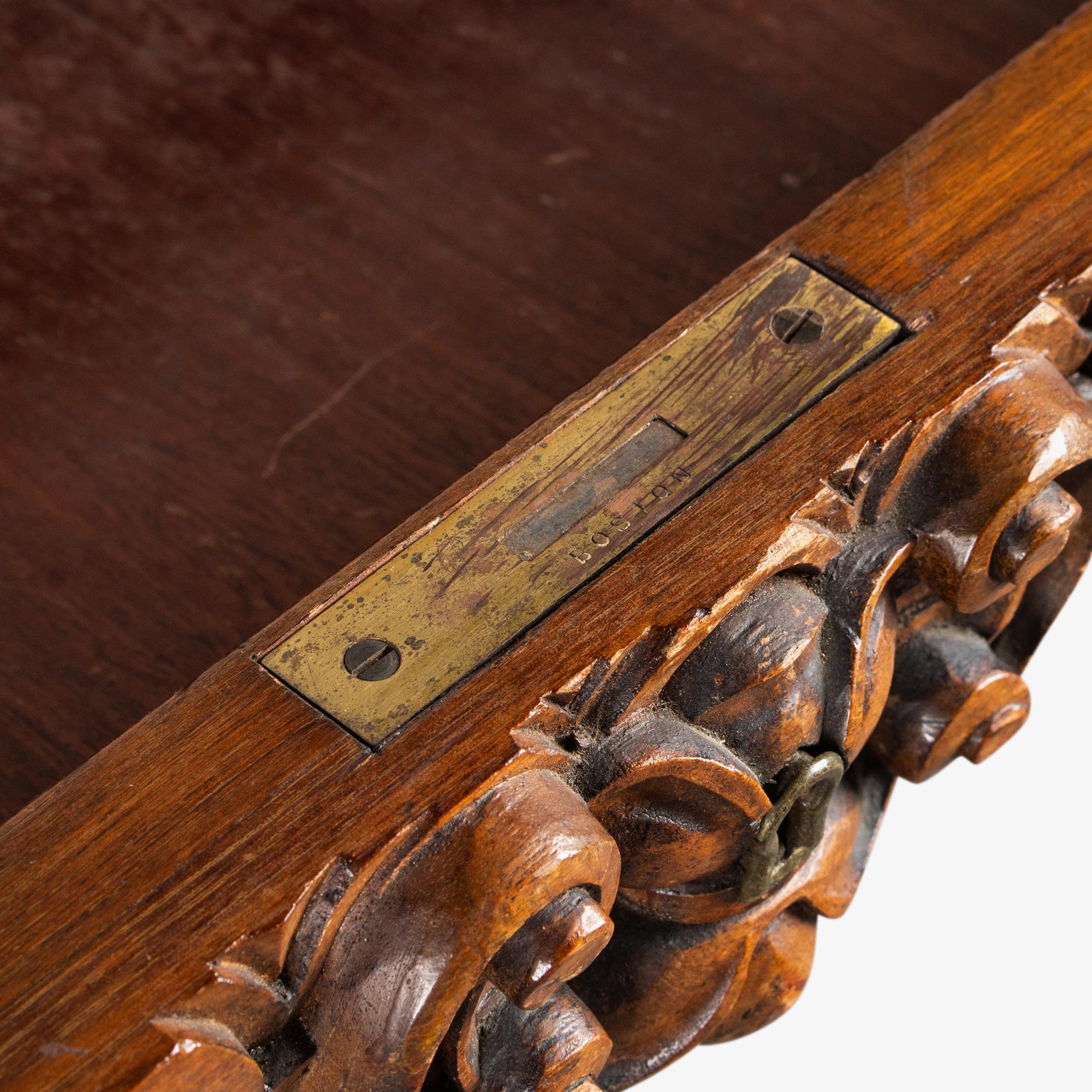 Renaissance Revival Style Partners Foyer Table Desk in Walnut For Sale 11