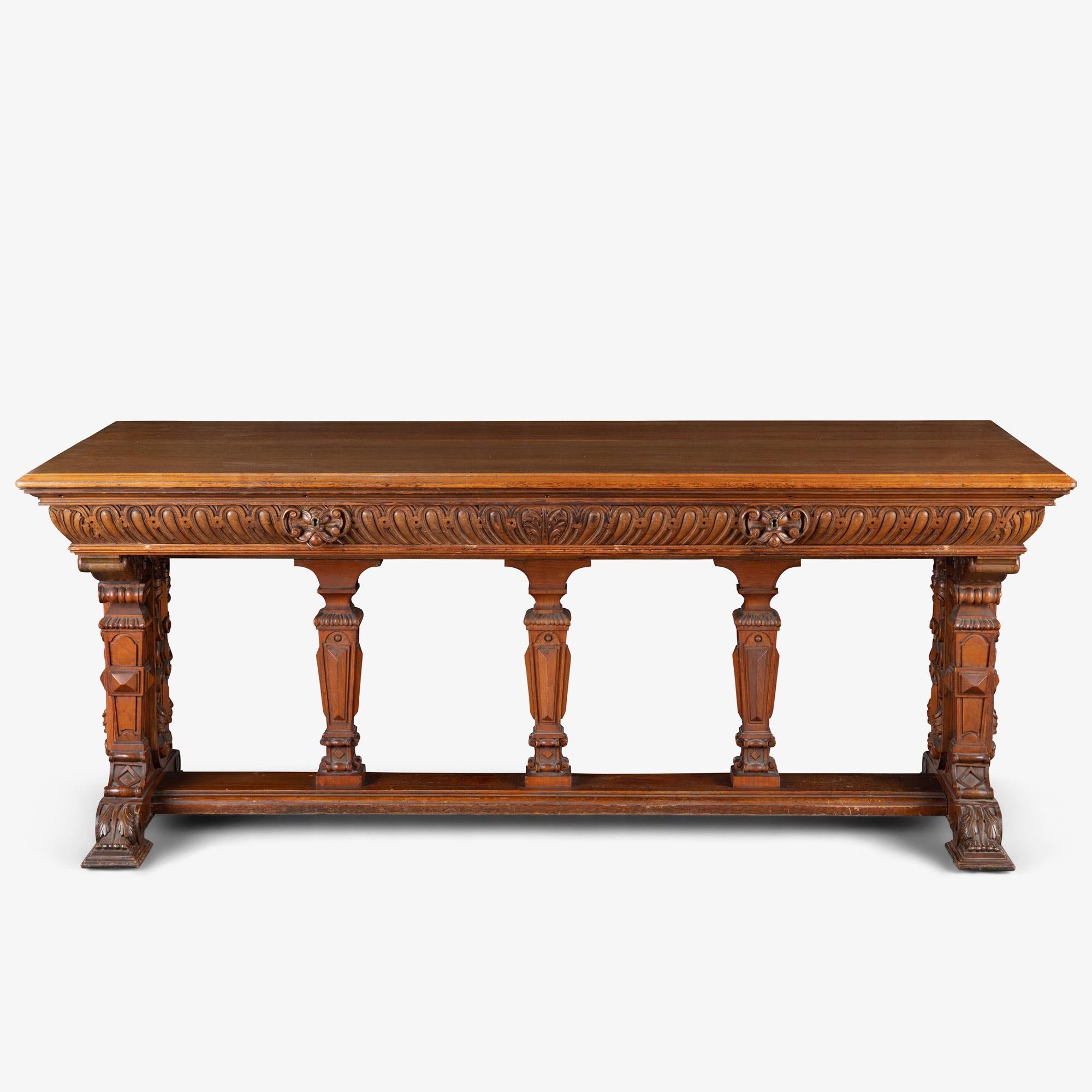 Monumental, intricate, timeless; all words that aptly describe this phenomenal example of American craftsmanship. This table came to us while sourcing something entirely different: an early, monumental 96” oval Saarinen pedestal dining table.