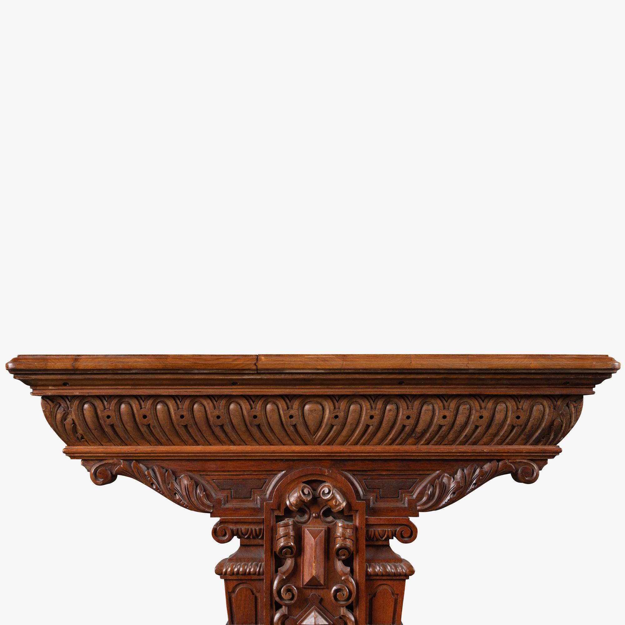 Renaissance Revival Style Partners Foyer Table Desk in Walnut For Sale 2