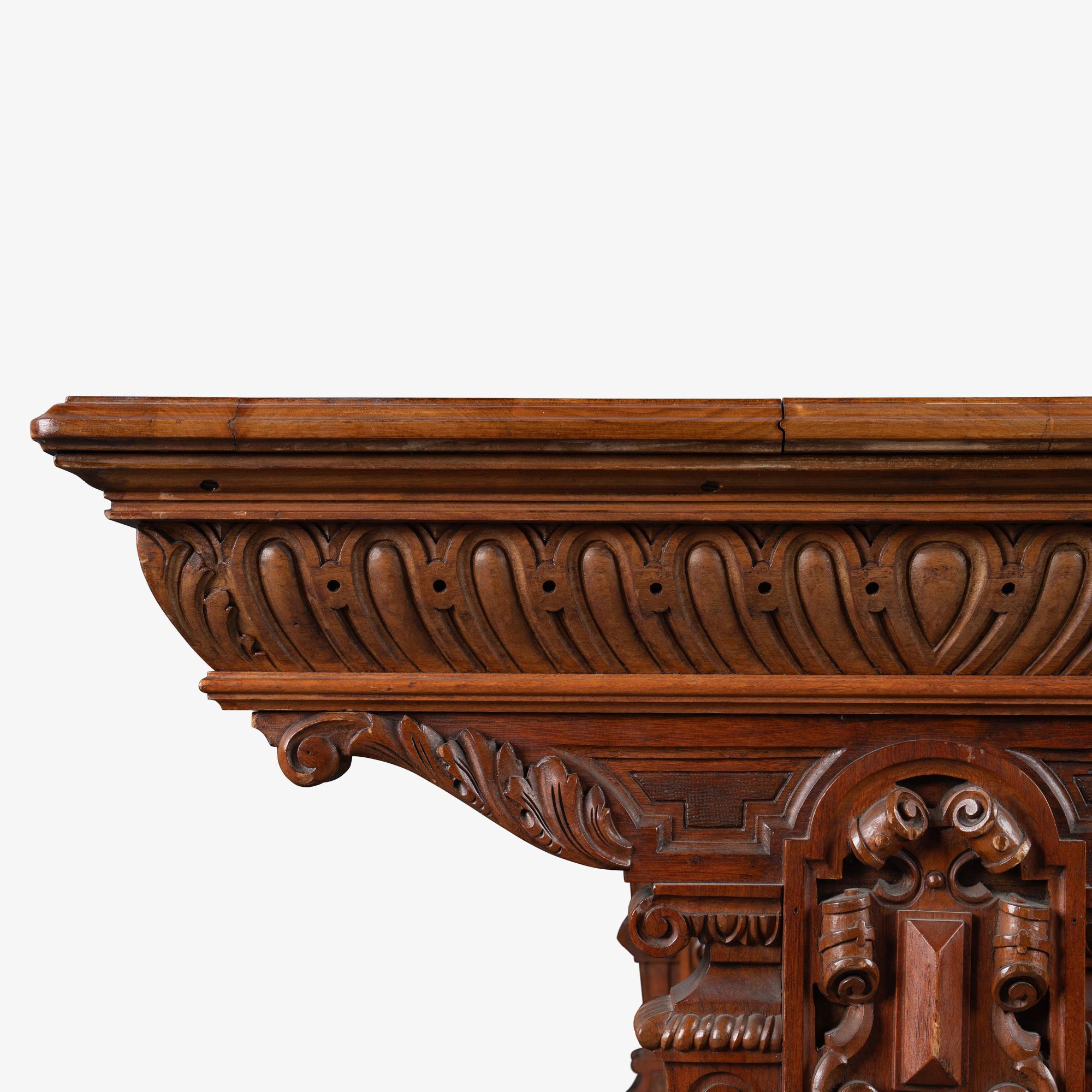 Renaissance Revival Style Partners Foyer Table Desk in Walnut For Sale 3