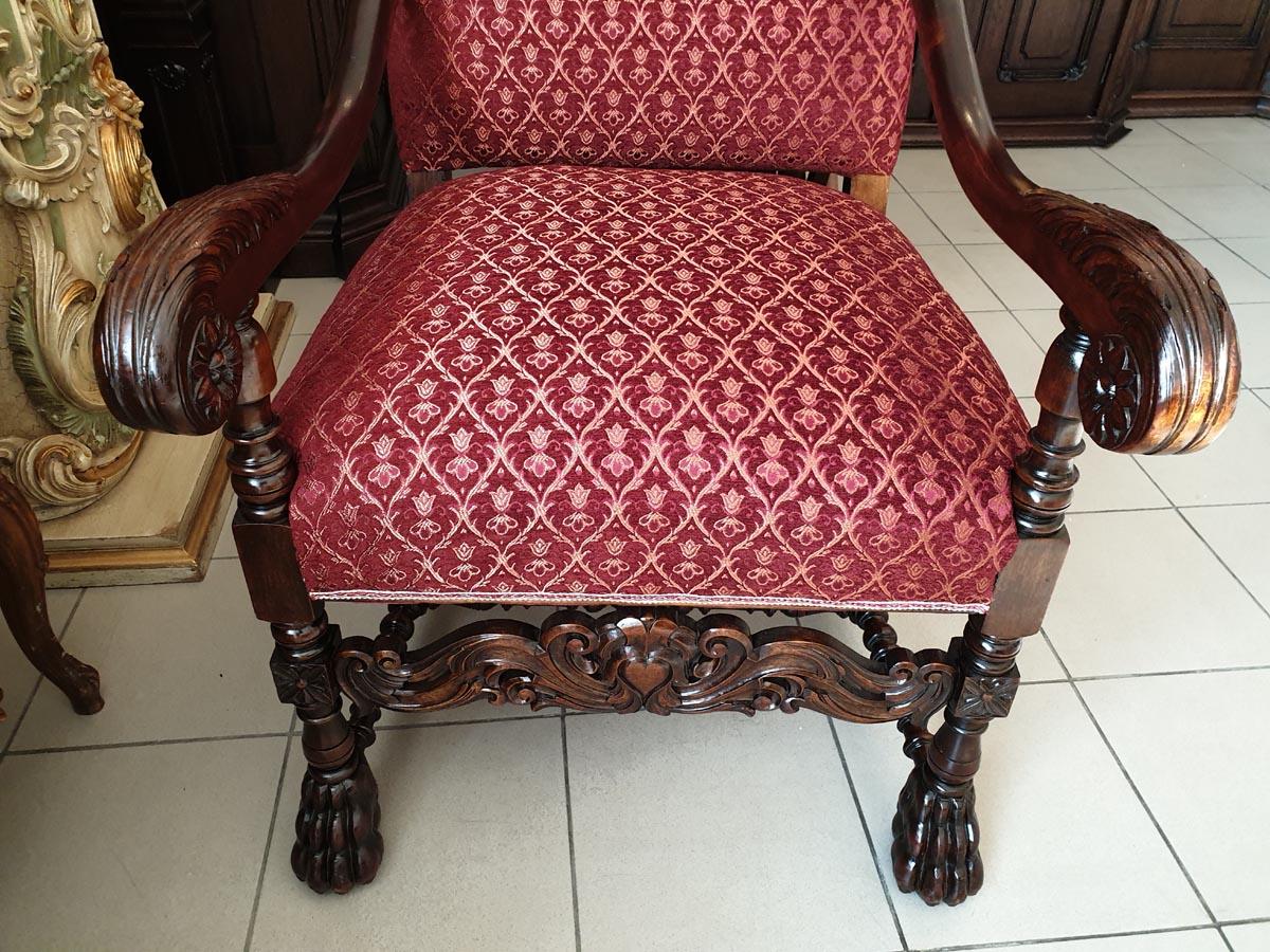 Renaissance Revival Style Solid Wood Armchair, Throne, circa 1920 For Sale 7